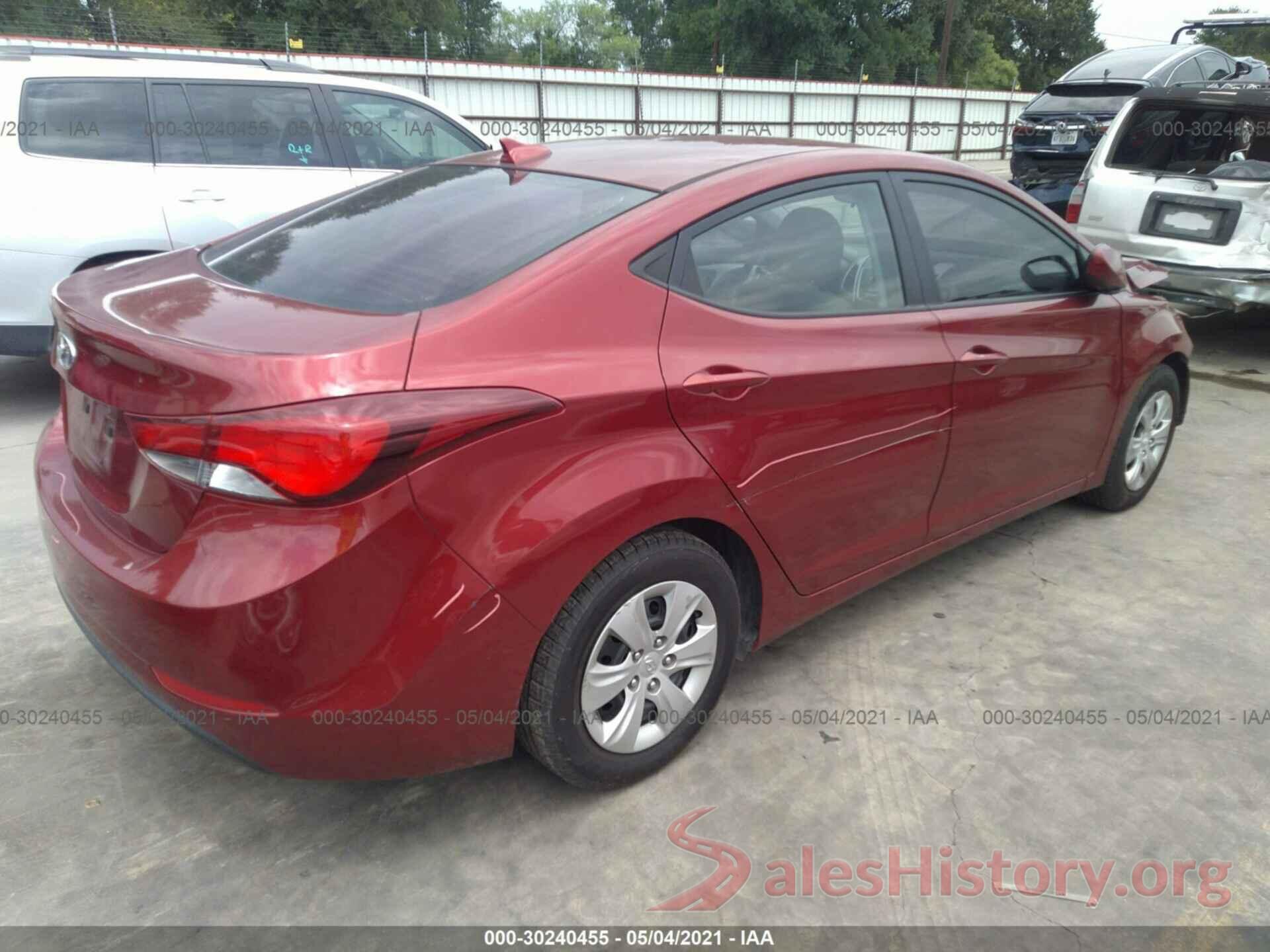 5NPDH4AE8GH711955 2016 HYUNDAI ELANTRA