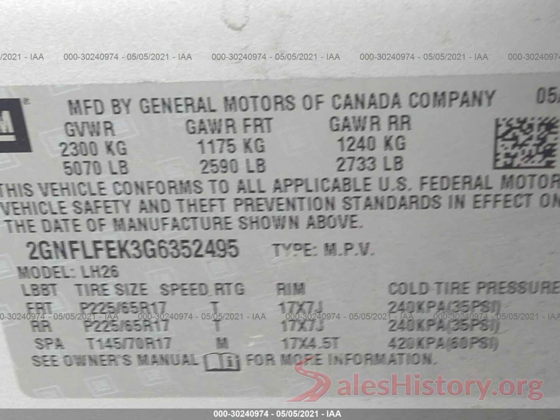 2GNFLFEK3G6352495 2016 CHEVROLET EQUINOX