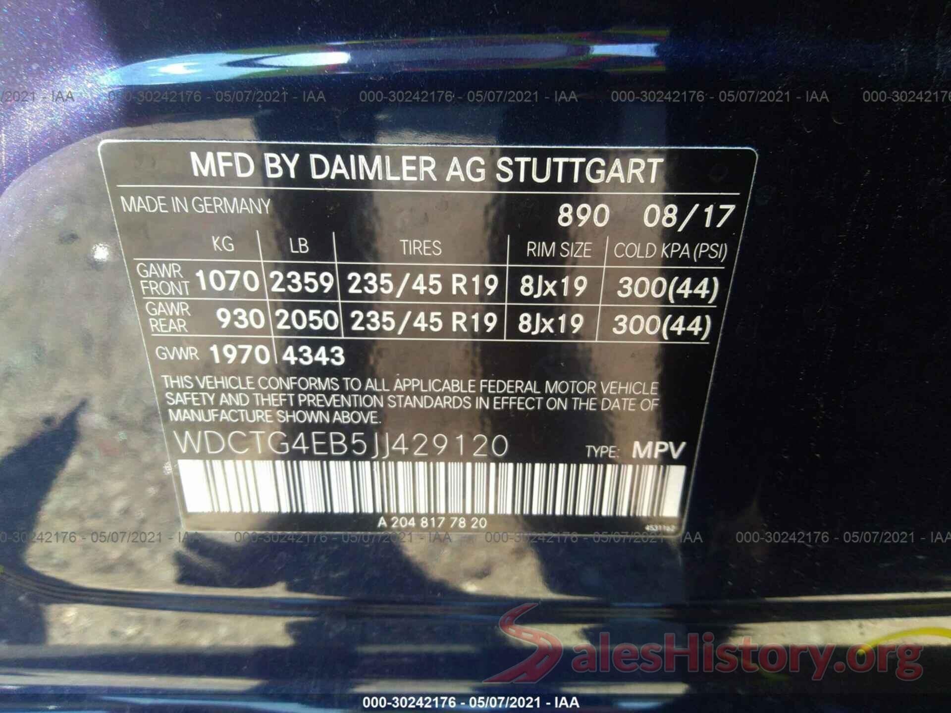 WDCTG4EB5JJ429120 2018 MERCEDES-BENZ GLA