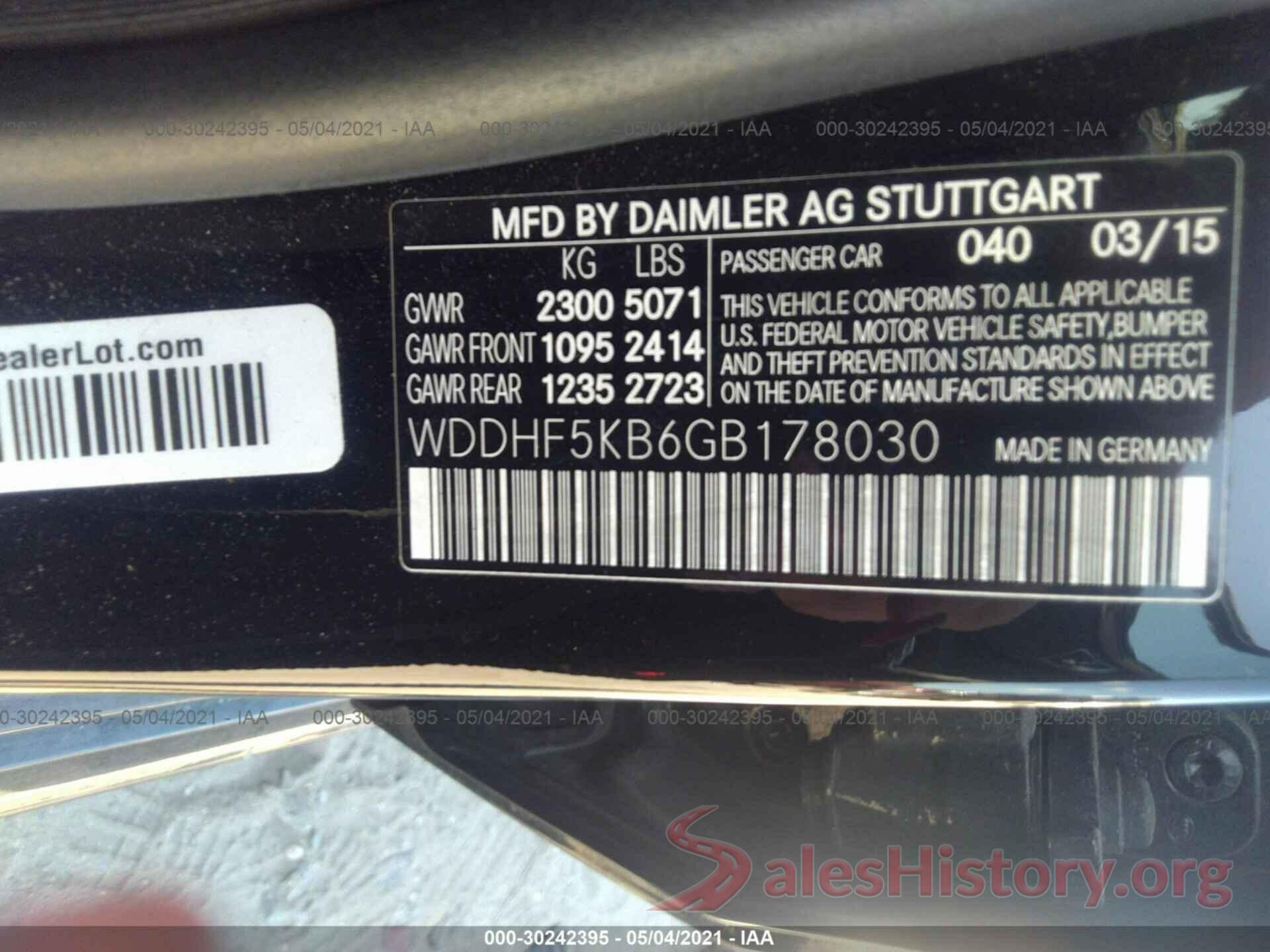 WDDHF5KB6GB178030 2016 MERCEDES-BENZ E-CLASS