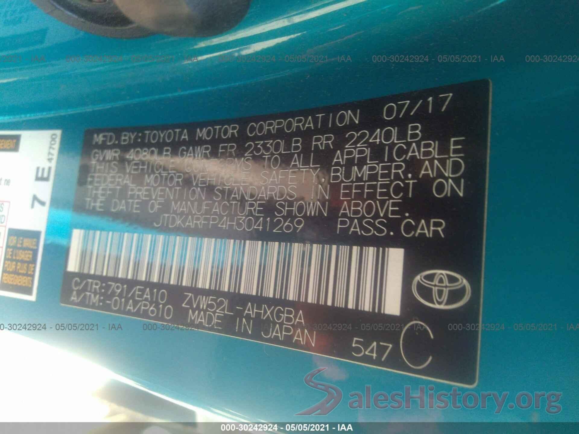 JTDKARFP4H3041269 2017 TOYOTA PRIUS PRIME