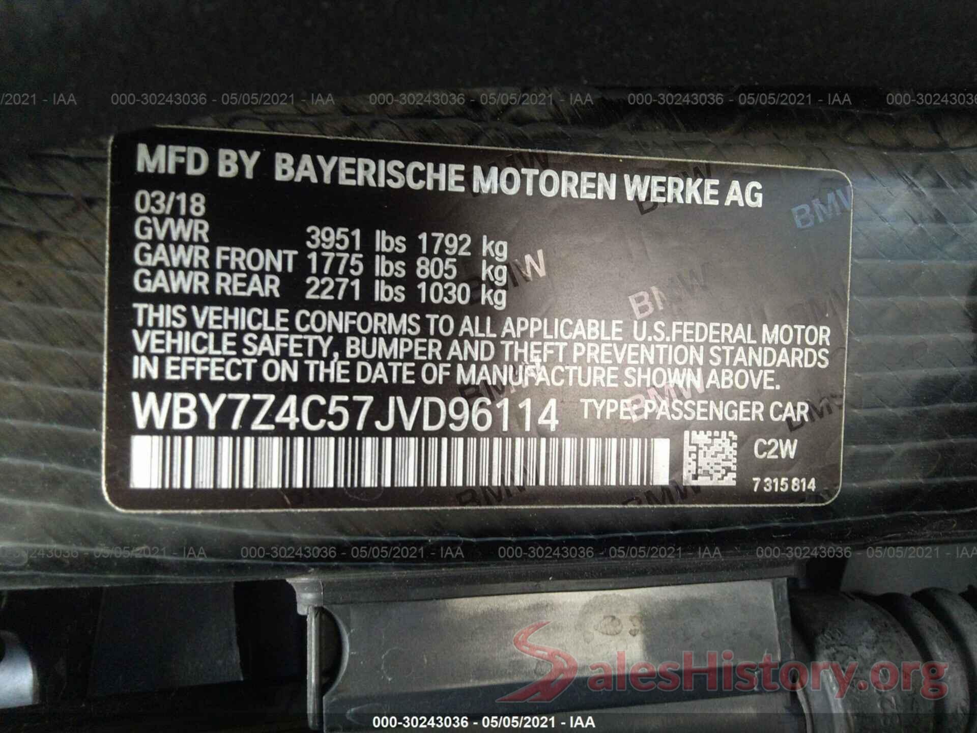 WBY7Z4C57JVD96114 2018 BMW I3