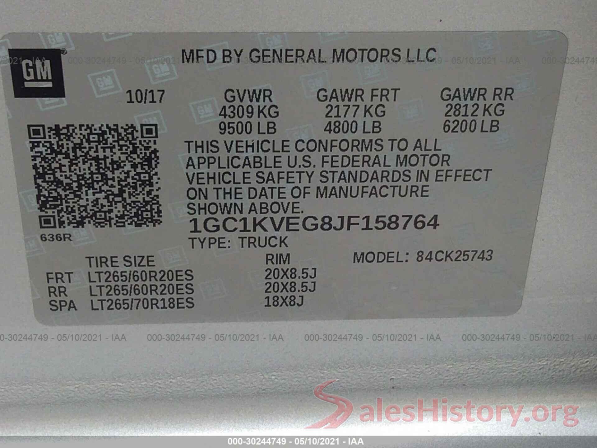 1GC1KVEG8JF158764 2018 CHEVROLET SILVERADO 2500HD