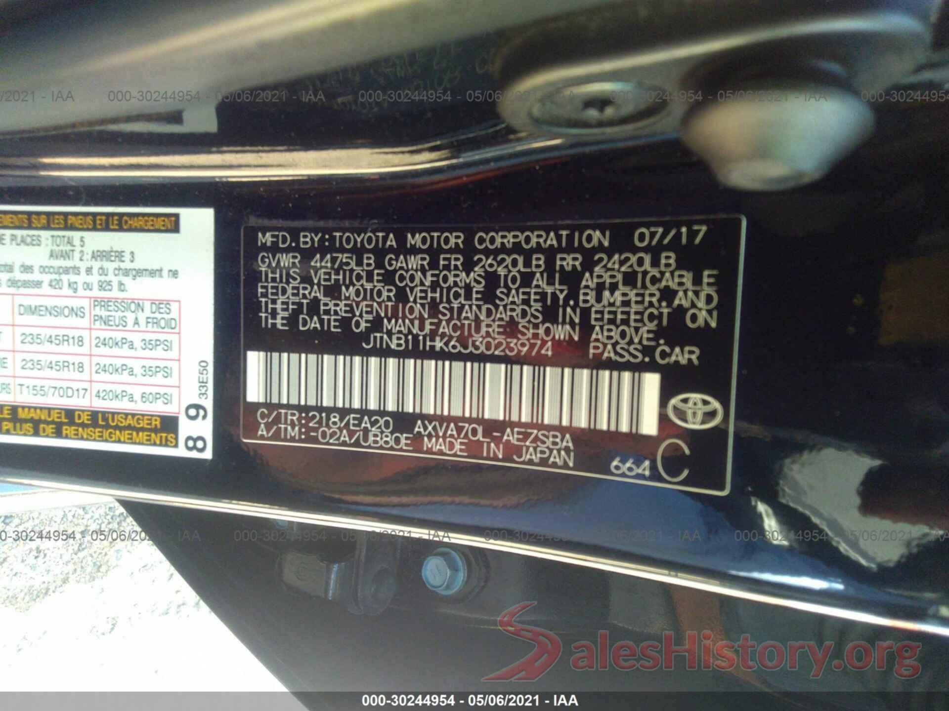 JTNB11HK6J3023974 2018 TOYOTA CAMRY