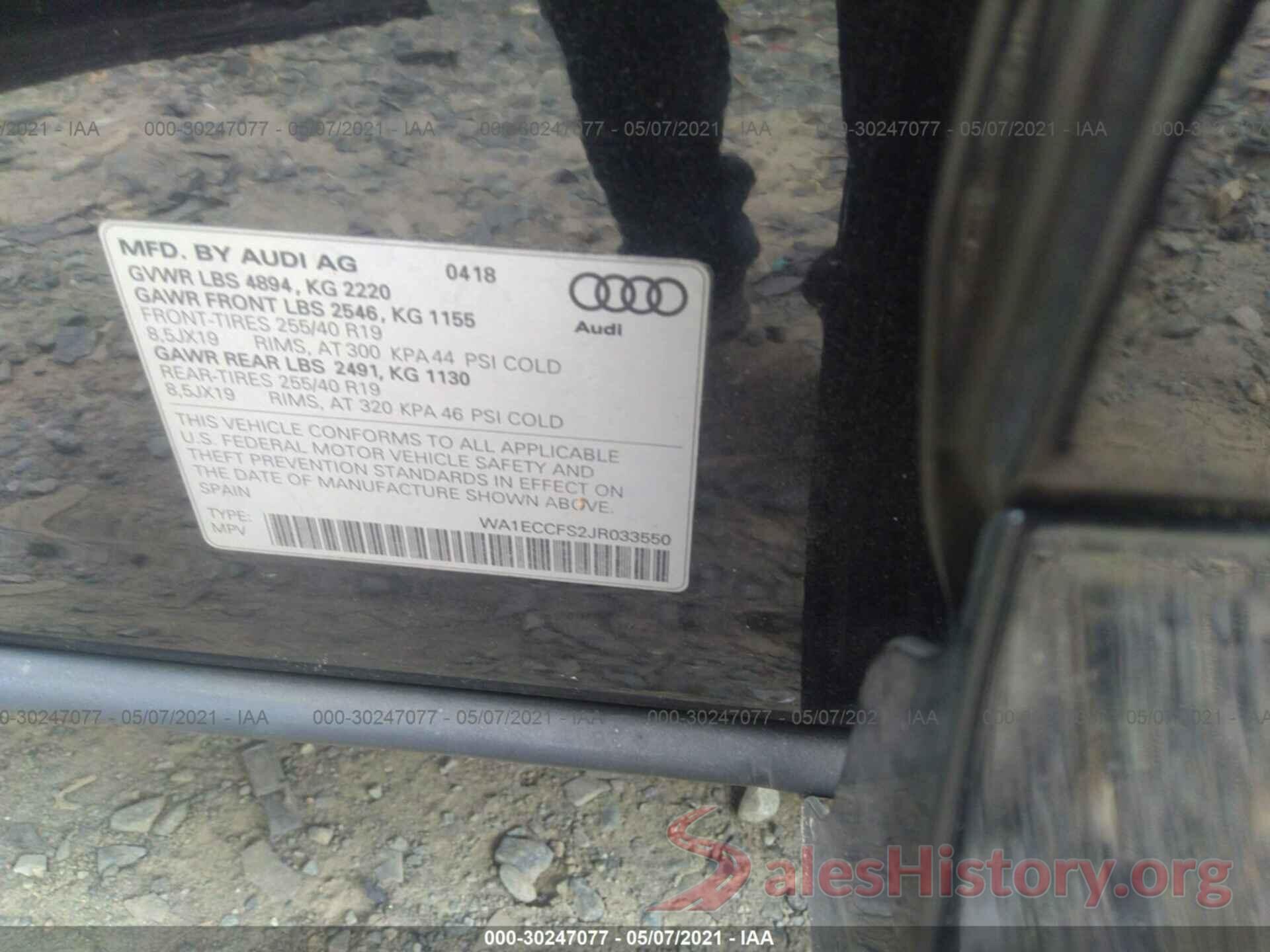 WA1ECCFS2JR033550 2018 AUDI Q3