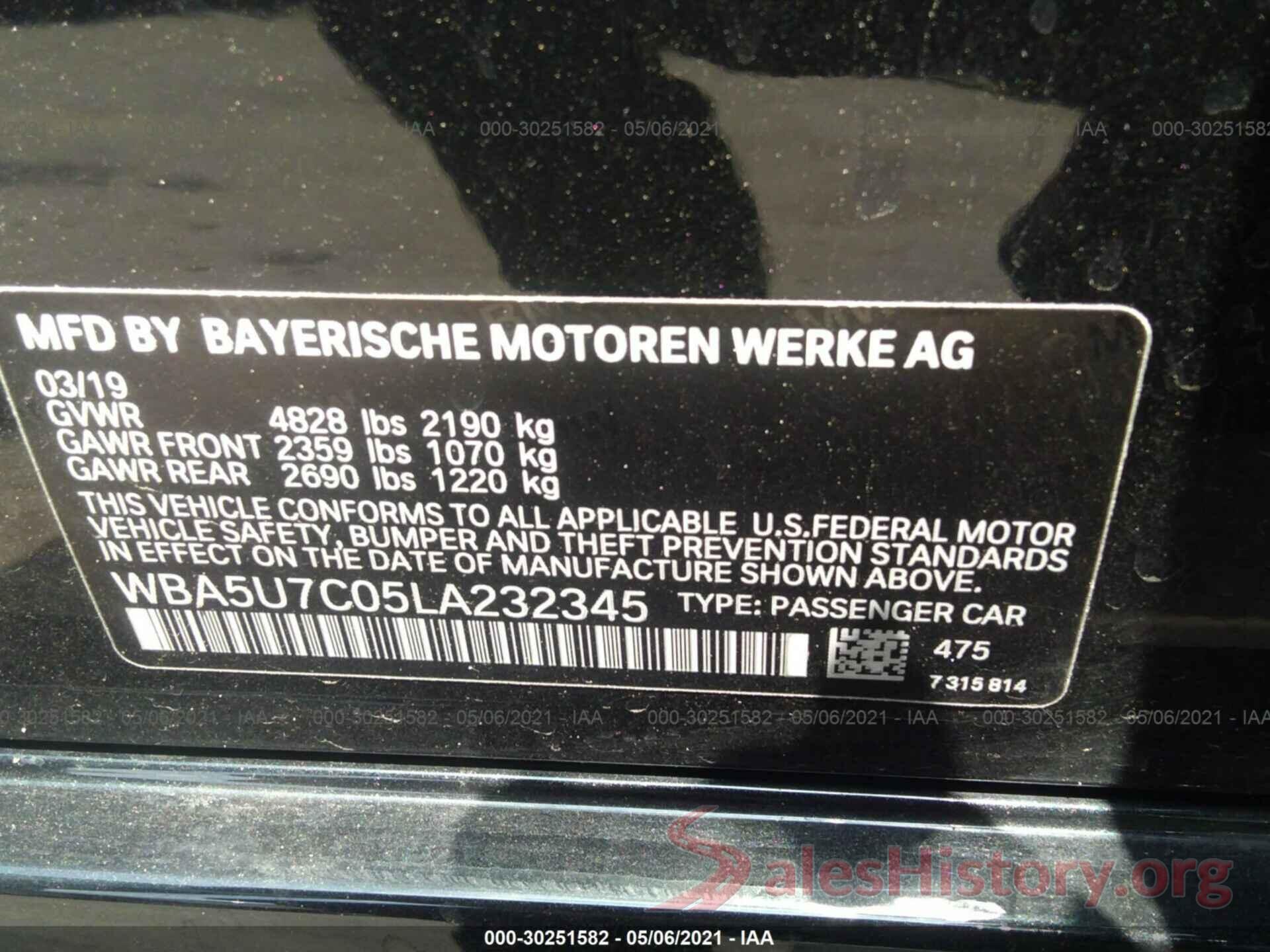 WBA5U7C05LA232345 2020 BMW 3 SERIES