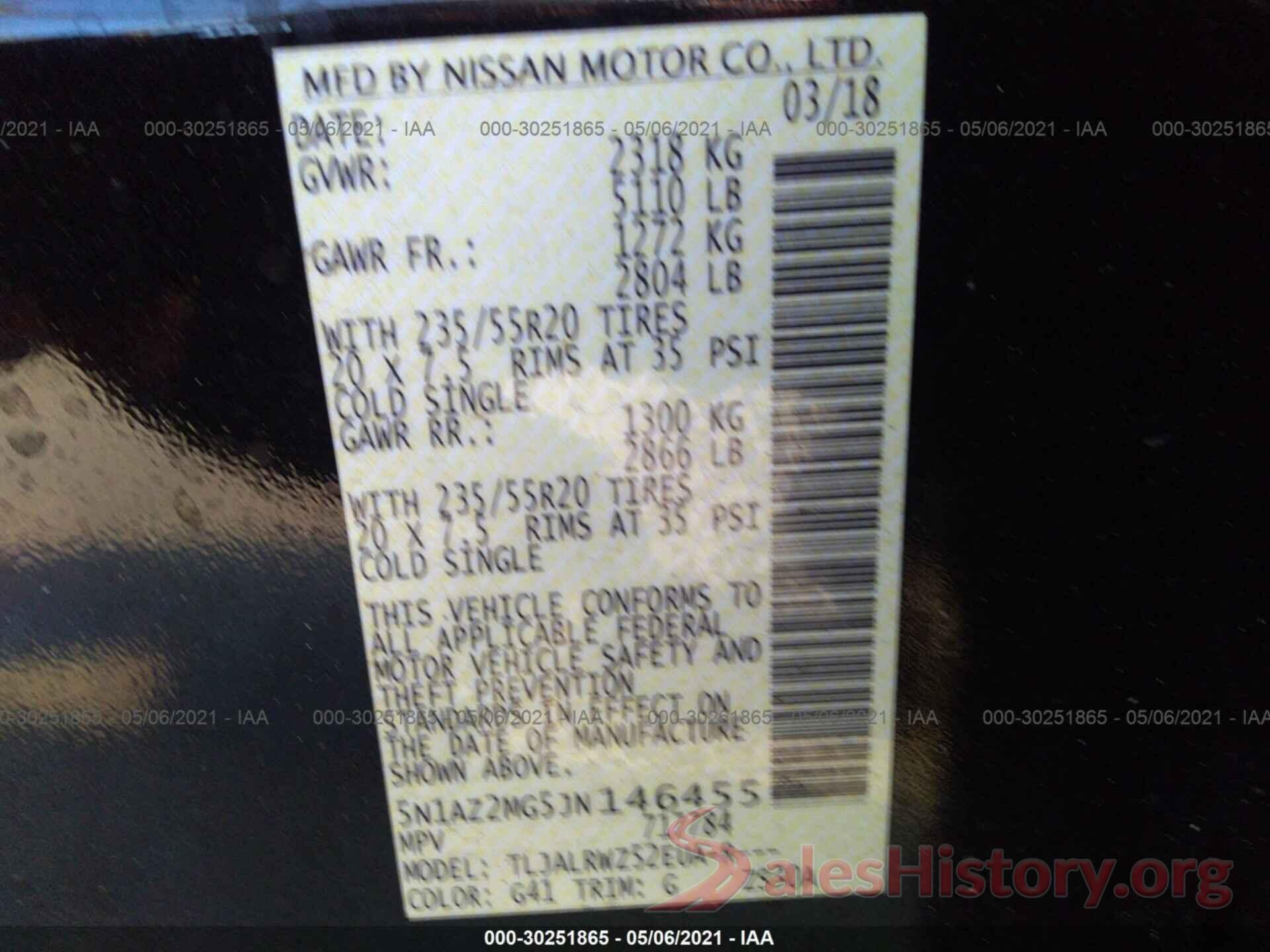 5N1AZ2MG5JN146455 2018 NISSAN MURANO