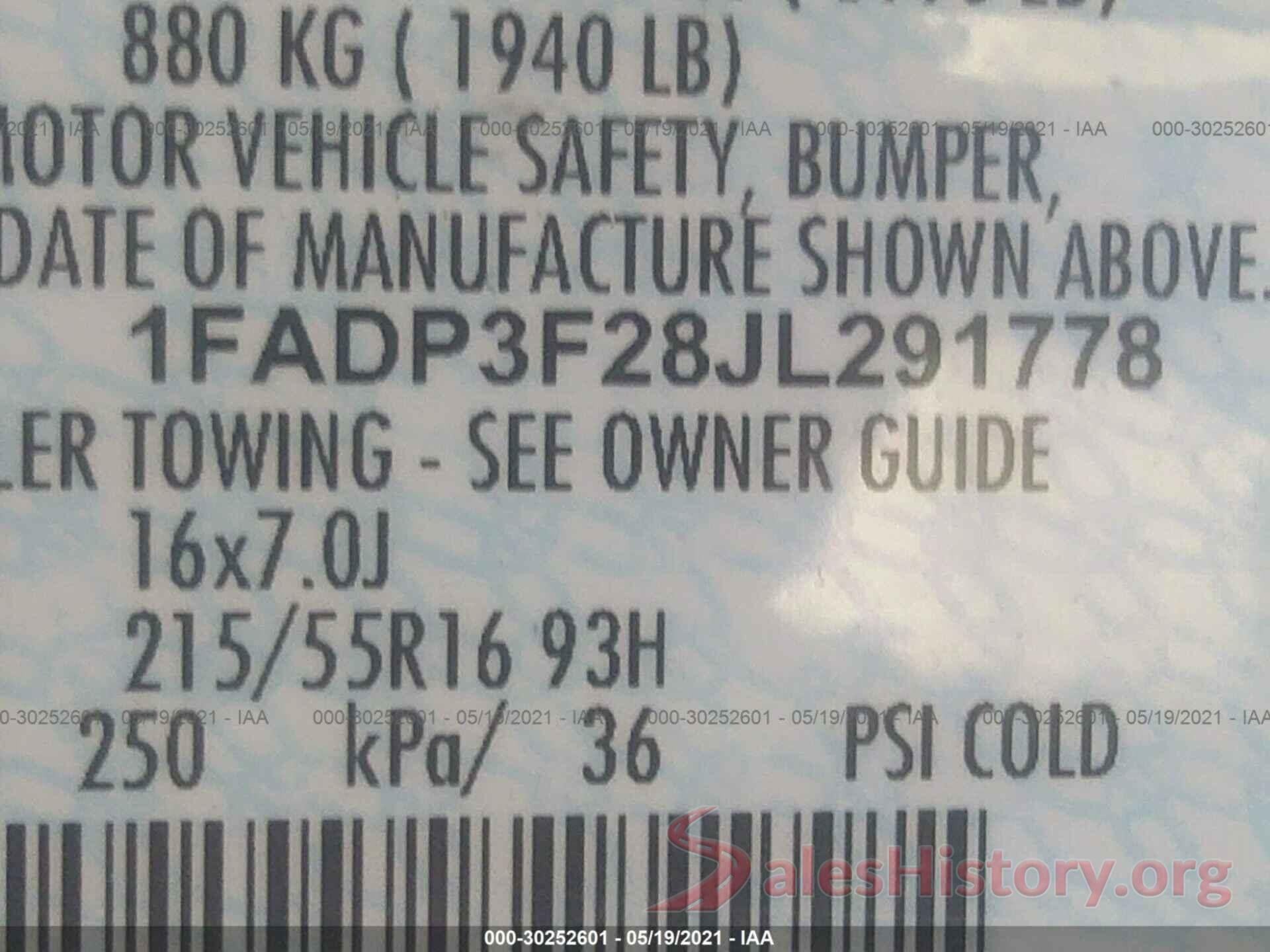 1FADP3F28JL291778 2018 FORD FOCUS