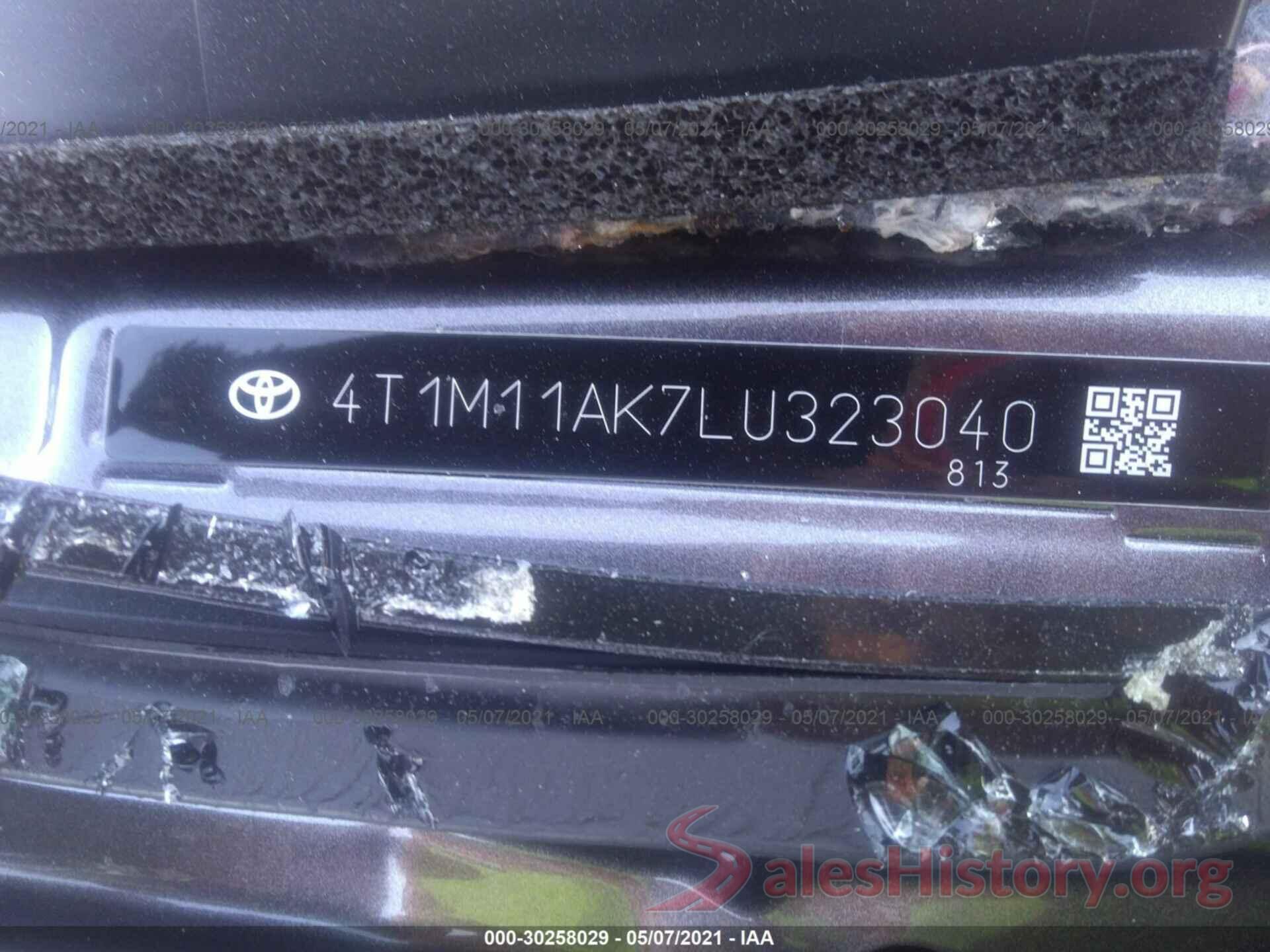 4T1M11AK7LU323040 2020 TOYOTA CAMRY