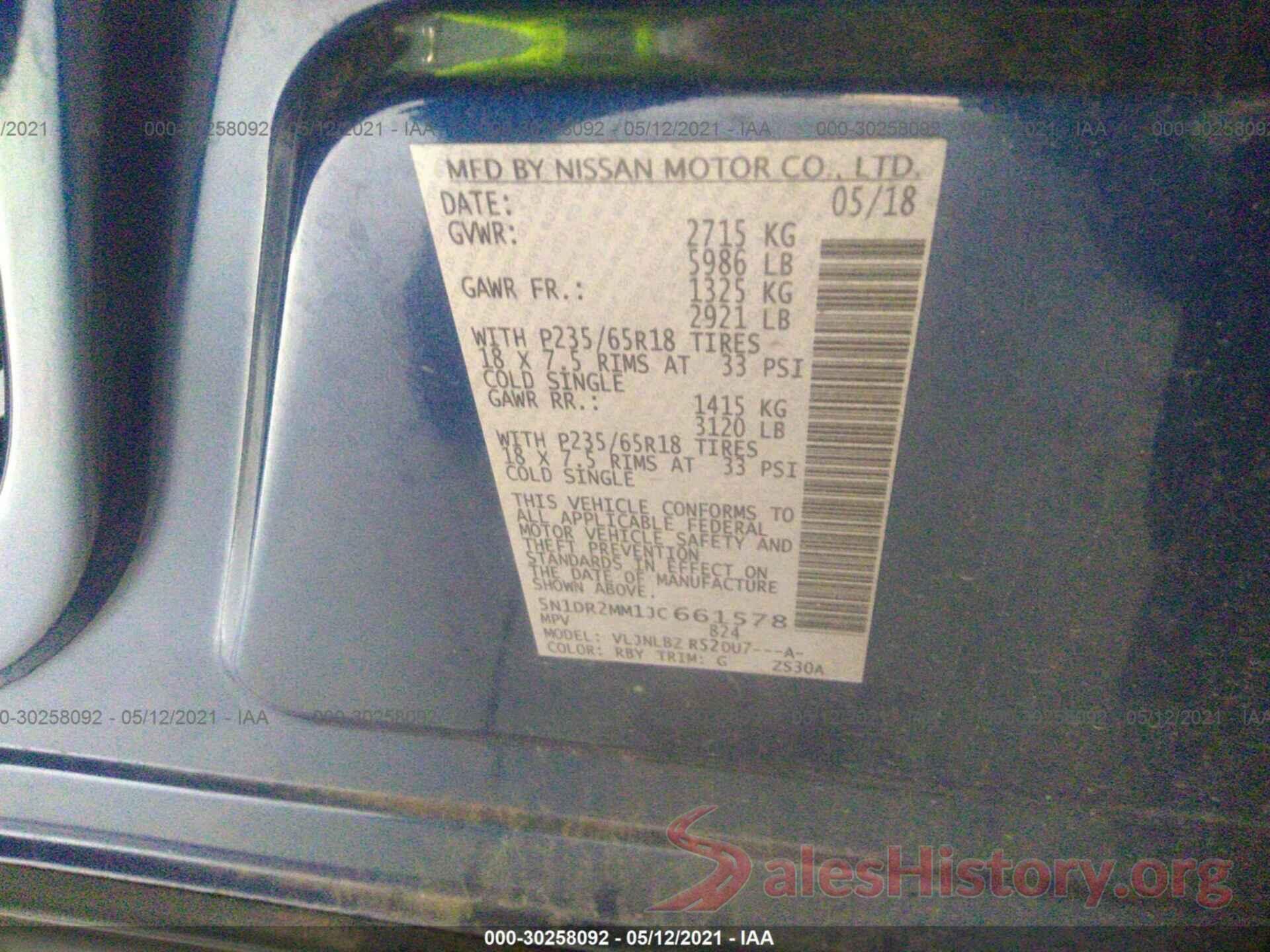 5N1DR2MM1JC661578 2018 NISSAN PATHFINDER