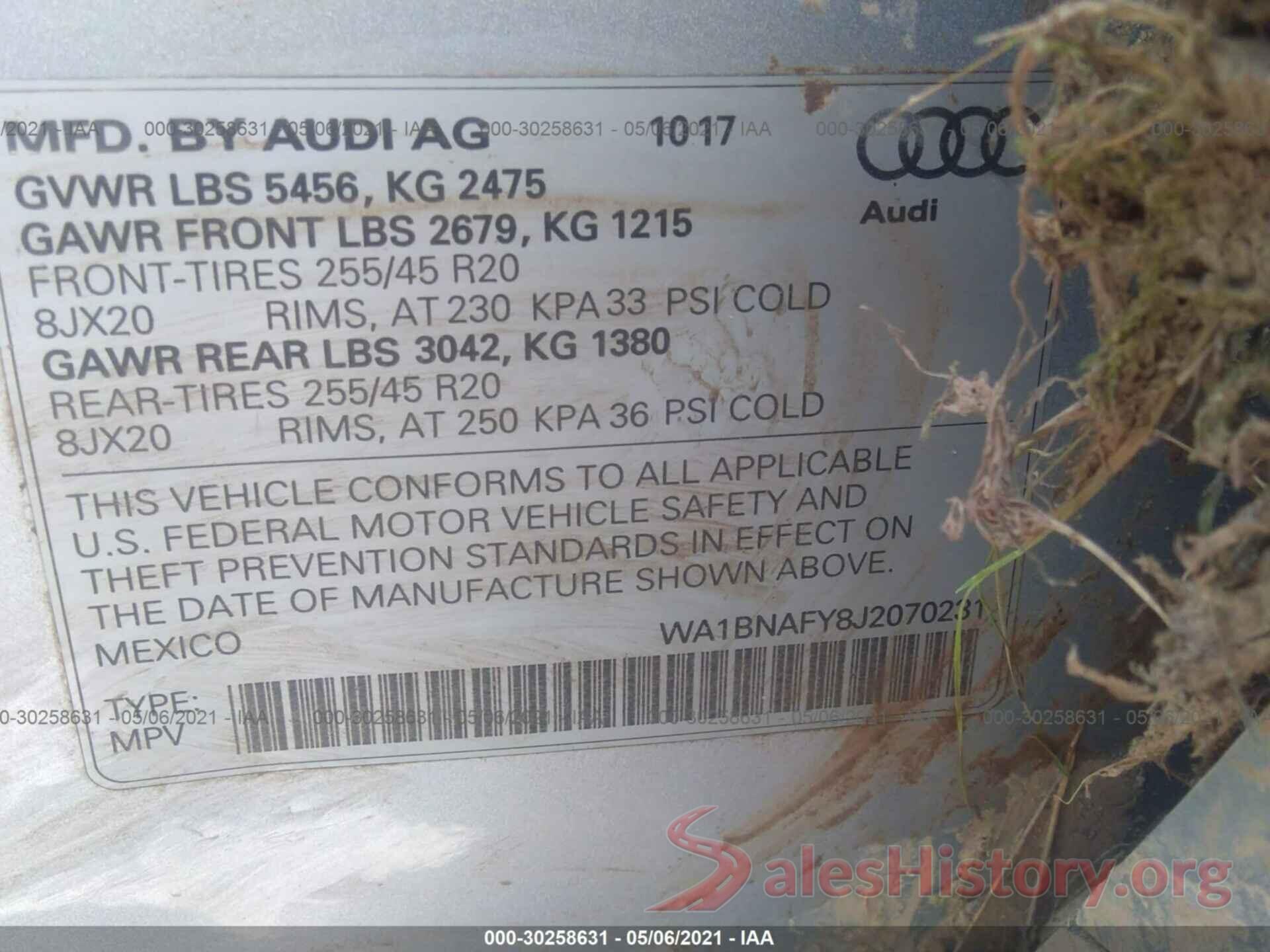 WA1BNAFY8J2070231 2018 AUDI Q5