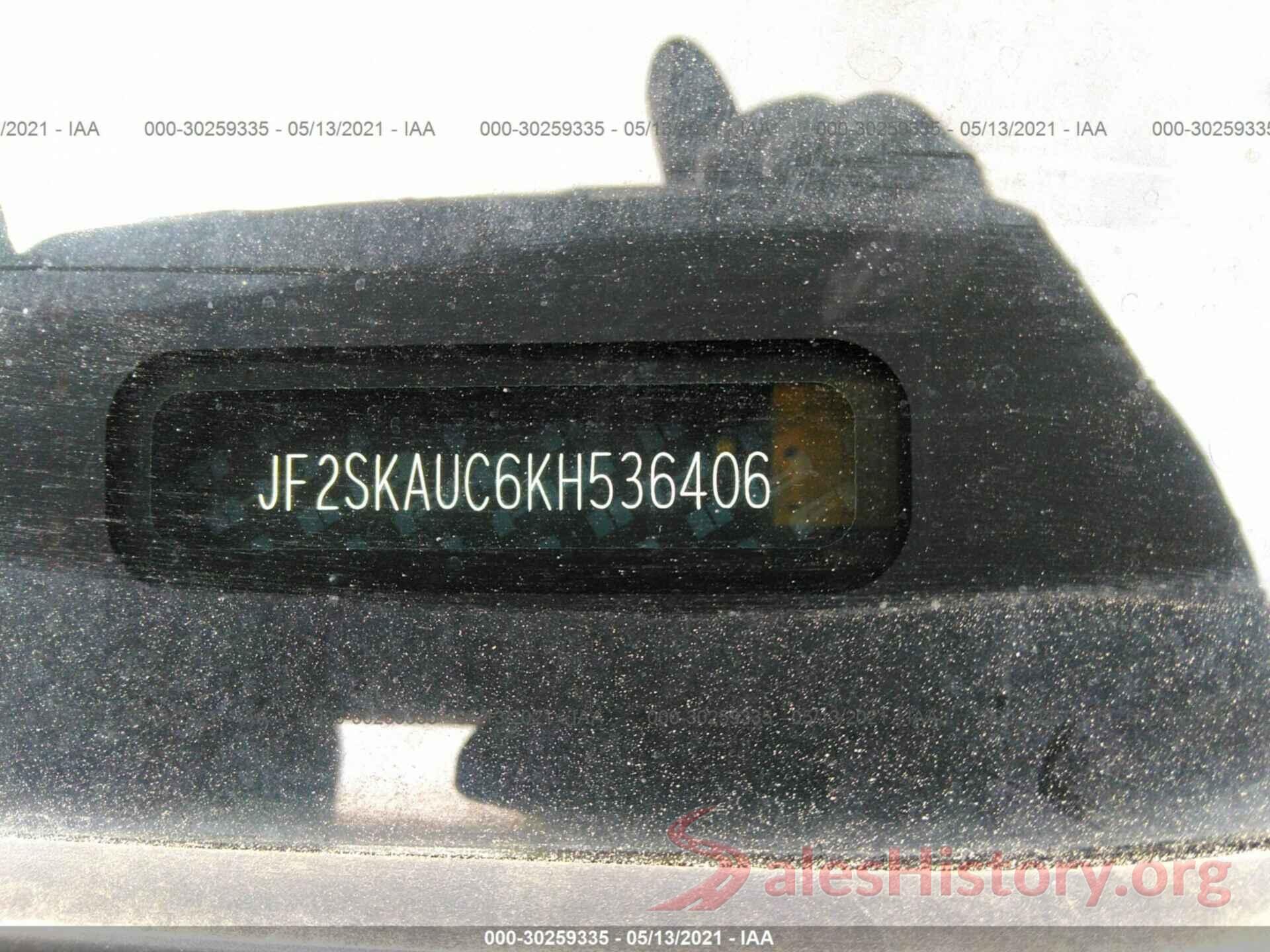 JF2SKAUC6KH536406 2019 SUBARU FORESTER