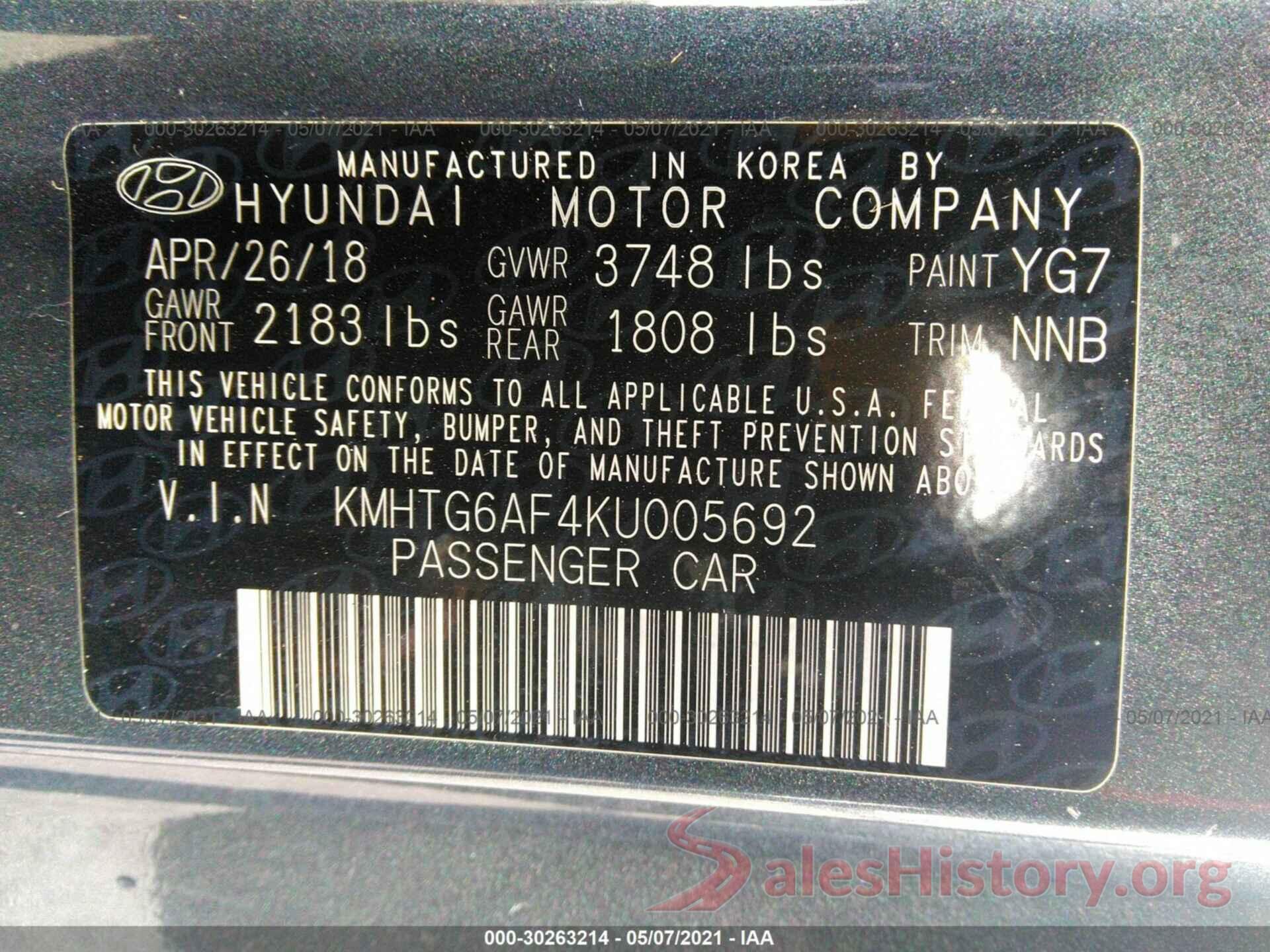 KMHTG6AF4KU005692 2019 HYUNDAI VELOSTER