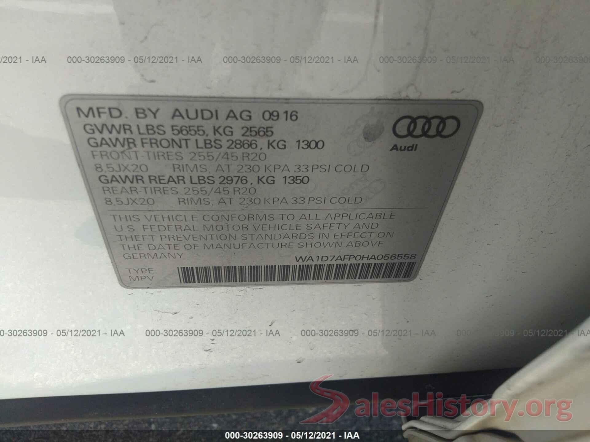 WA1D7AFP0HA056558 2017 AUDI Q5