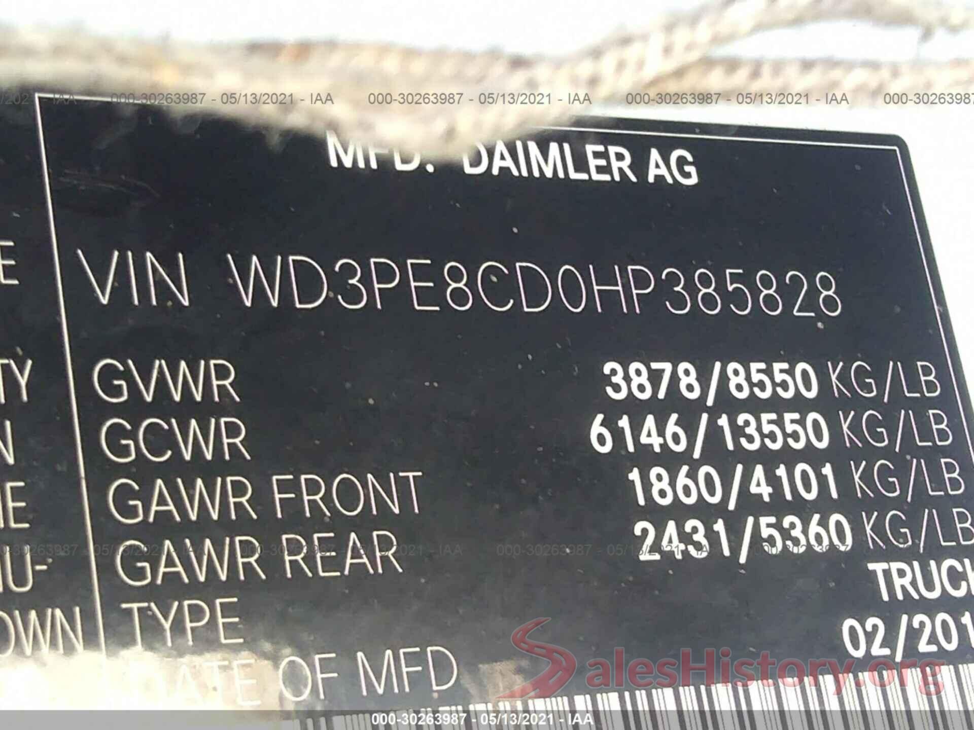 WD3PE8CD0HP385828 2017 MERCEDES-BENZ SPRINTER CARGO VAN