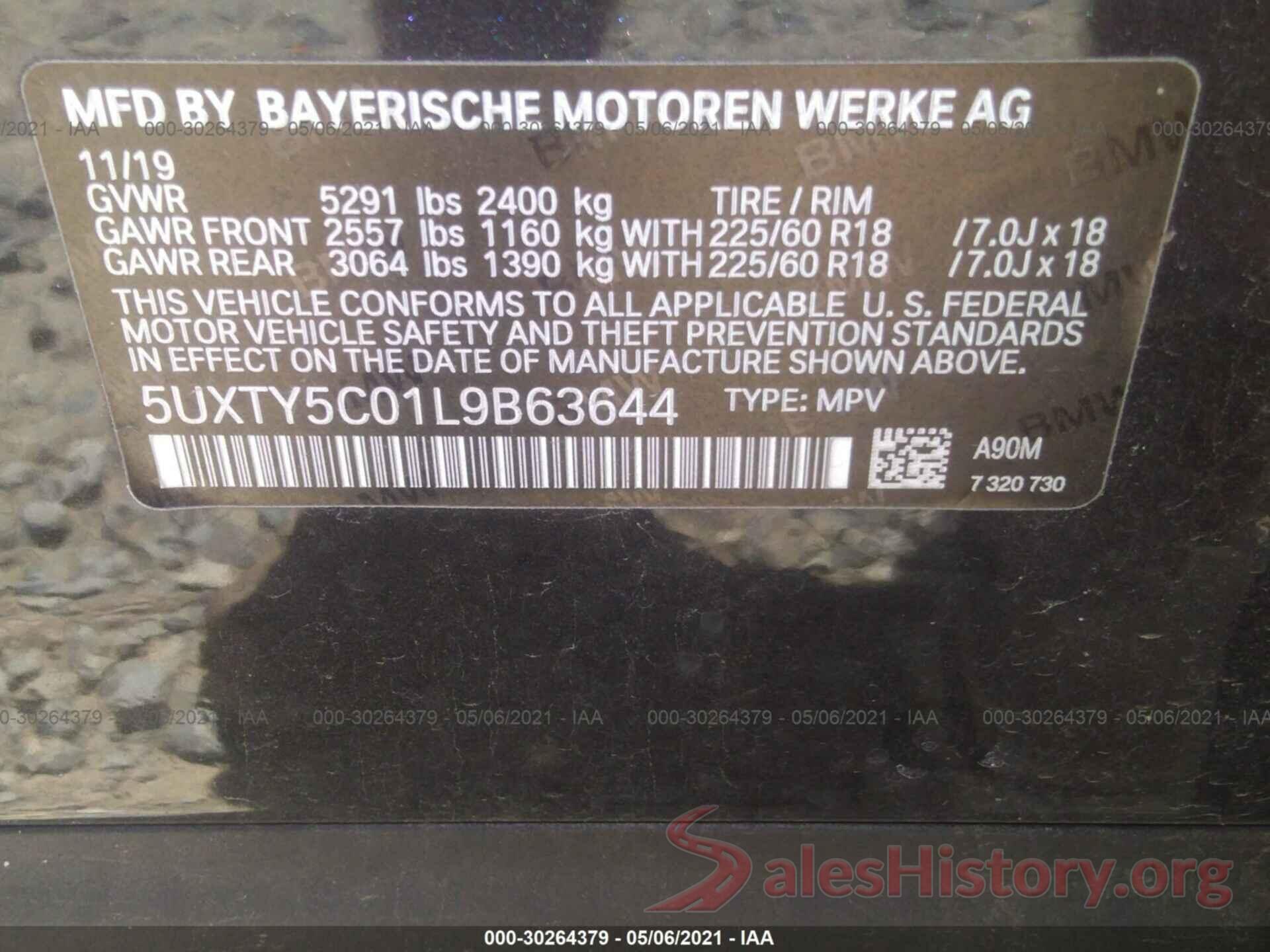 5UXTY5C01L9B63644 2020 BMW X3