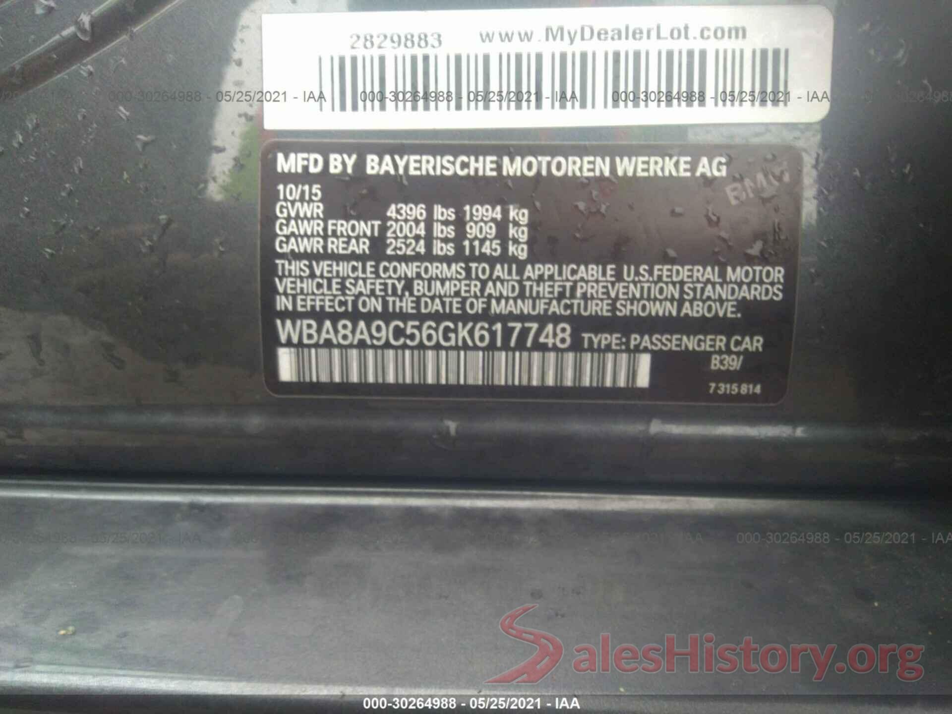 WBA8A9C56GK617748 2016 BMW 3 SERIES