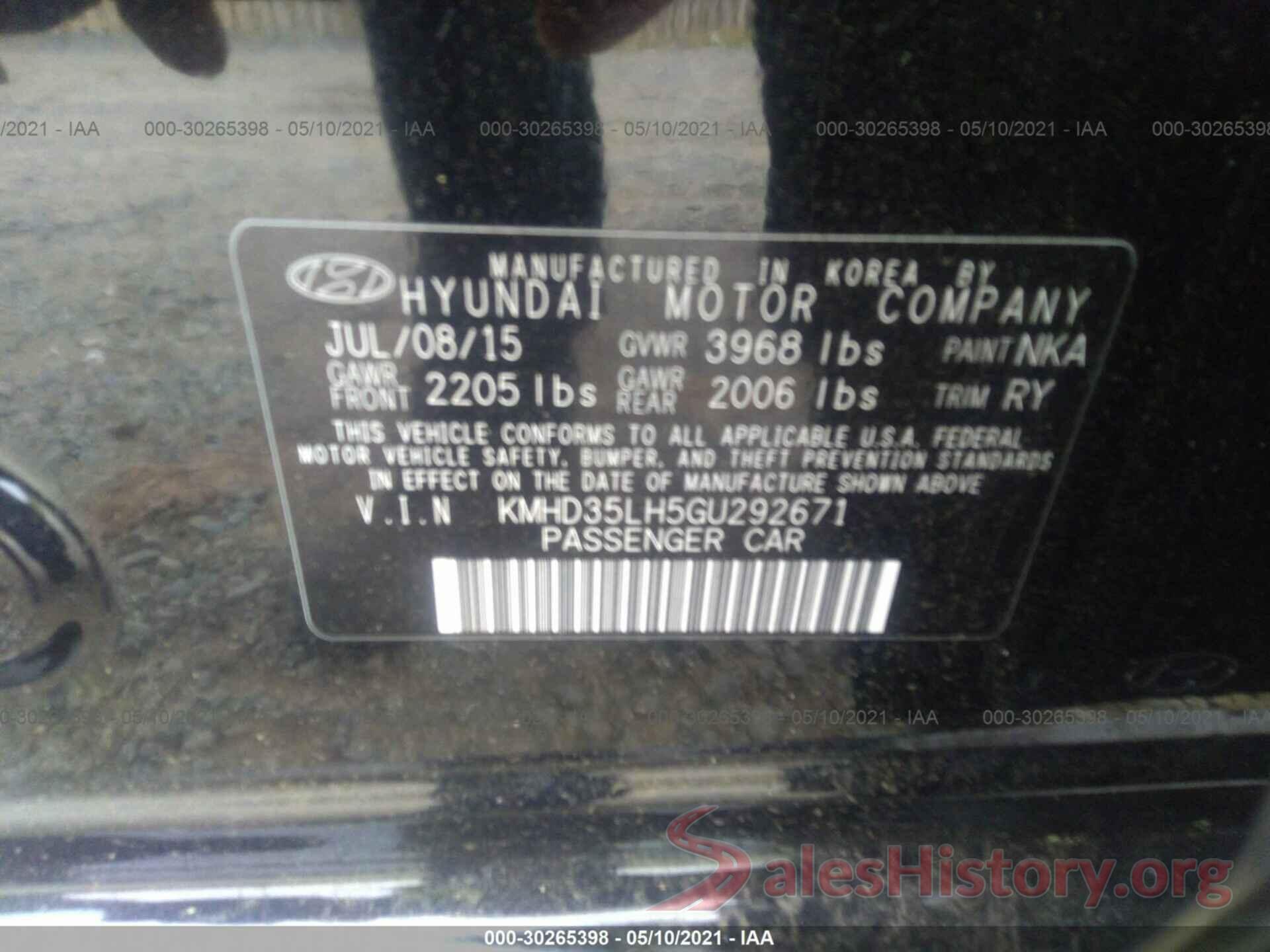 KMHD35LH5GU292671 2016 HYUNDAI ELANTRA GT