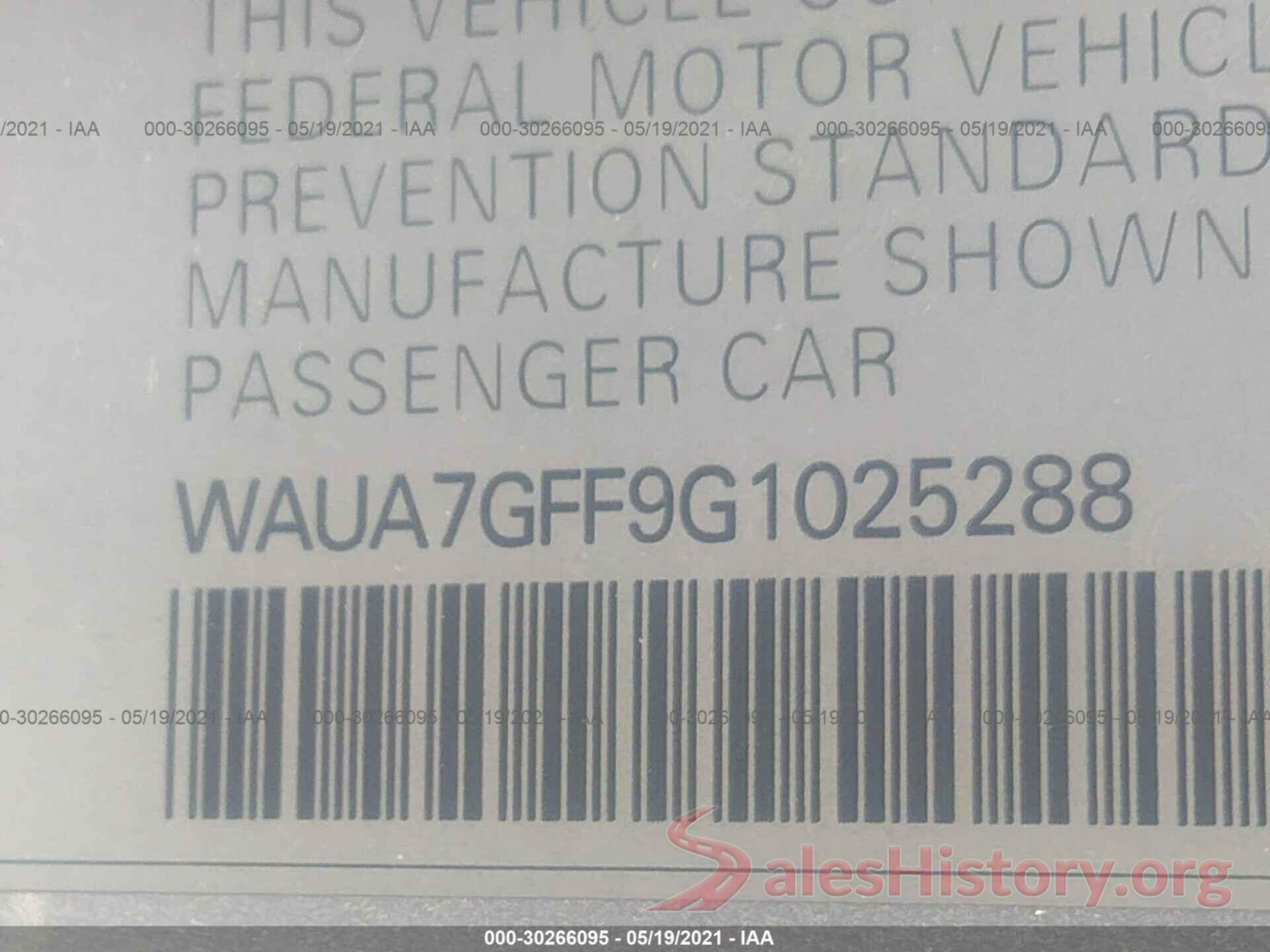 WAUA7GFF9G1025288 2016 AUDI A3