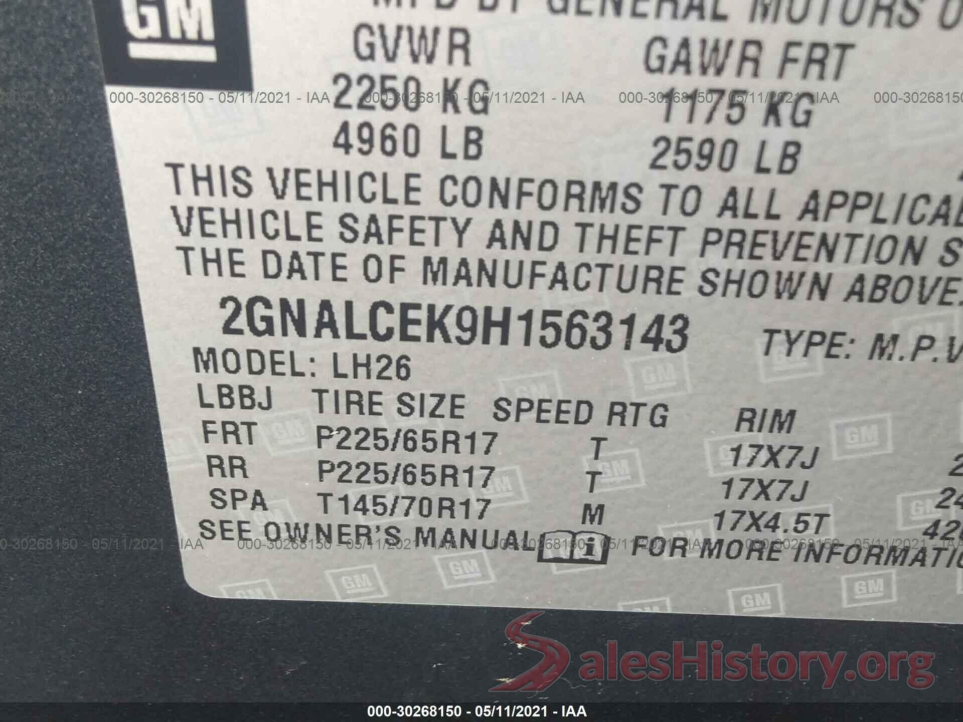 2GNALCEK9H1563143 2017 CHEVROLET EQUINOX