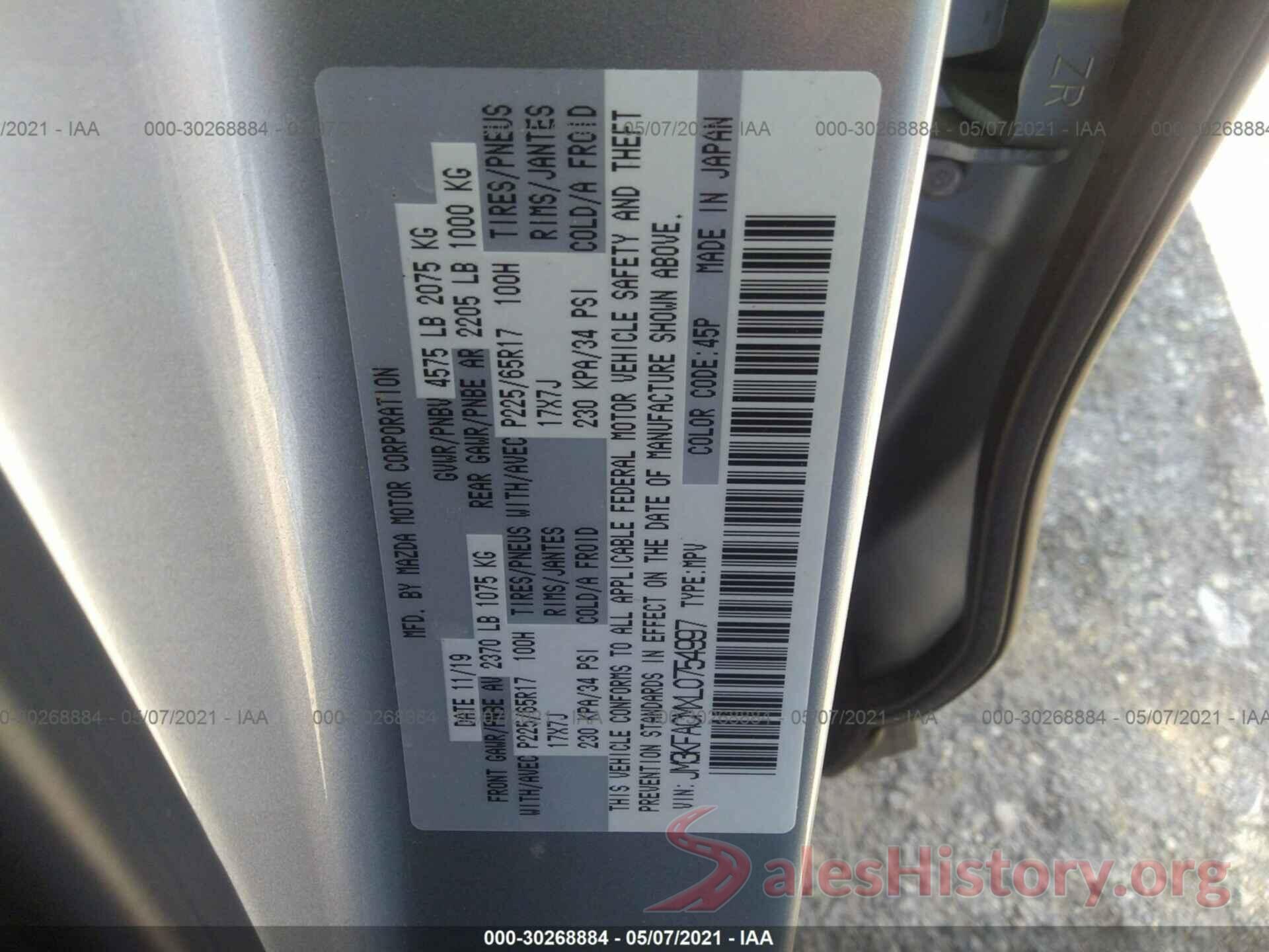 JM3KFACMXL0754997 2020 MAZDA CX-5