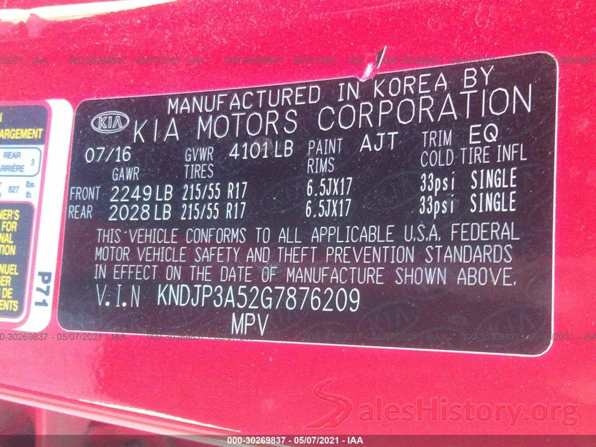 KNDJP3A52G7876209 2016 KIA SOUL