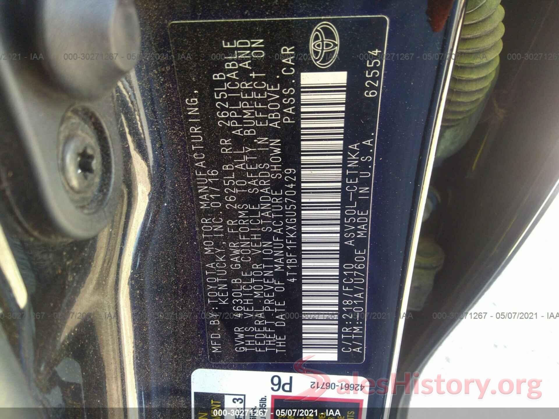 4T1BF1FKXGU570429 2016 TOYOTA CAMRY