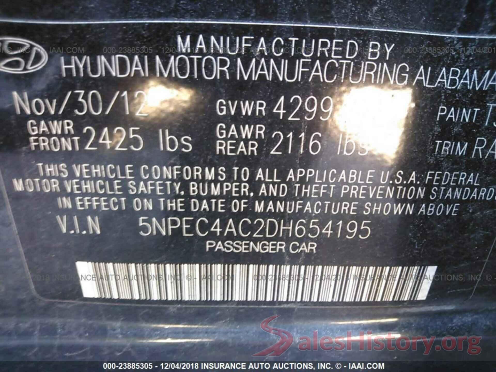 4T1B61HK6JU081465 2013 HYUNDAI SONATA