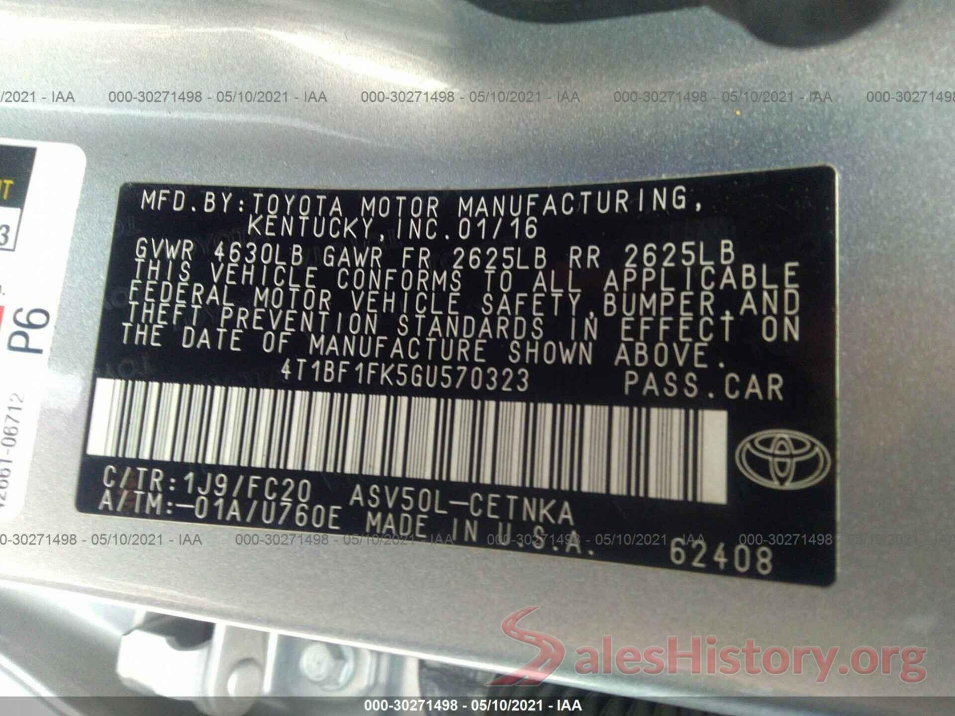 4T1BF1FK5GU570323 2016 TOYOTA CAMRY