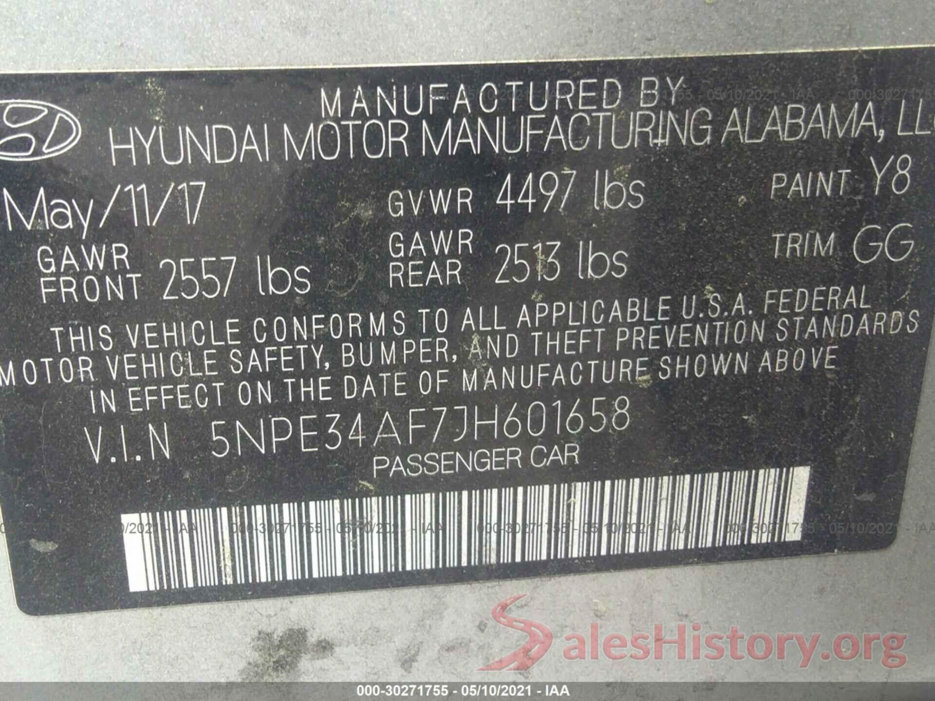 5NPE34AF7JH601658 2018 HYUNDAI SONATA