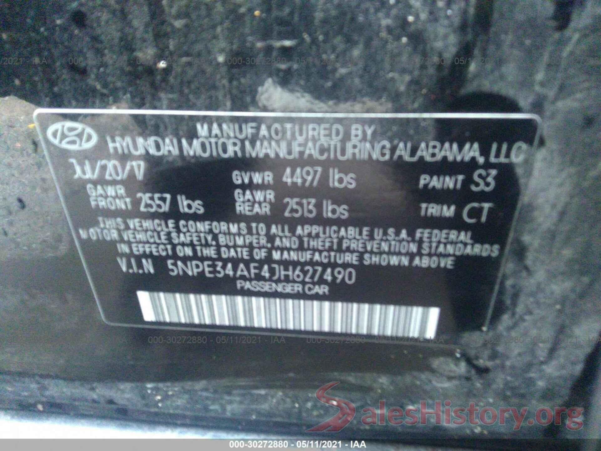 5NPE34AF4JH627490 2018 HYUNDAI SONATA