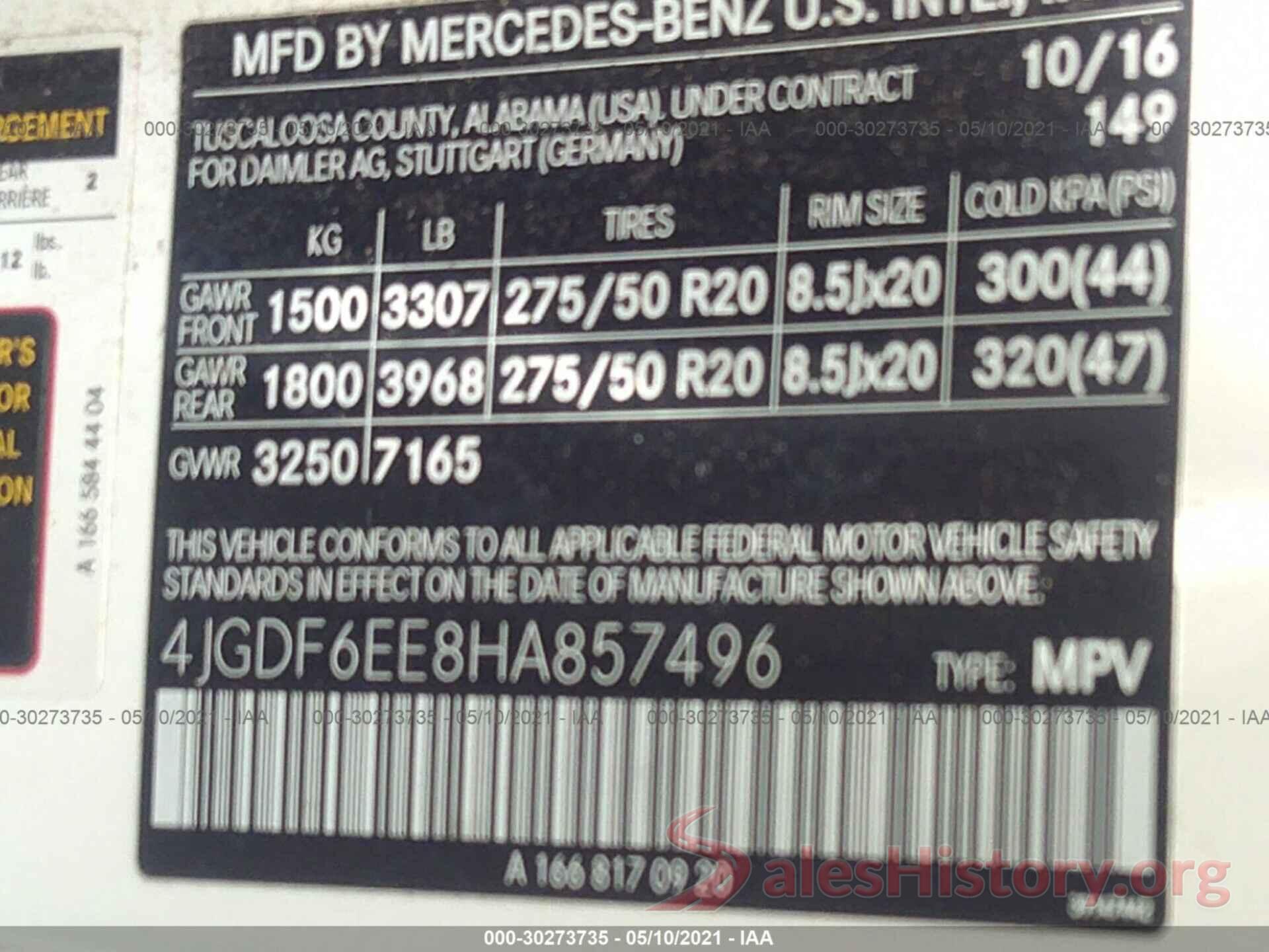 4JGDF6EE8HA857496 2017 MERCEDES-BENZ GLS