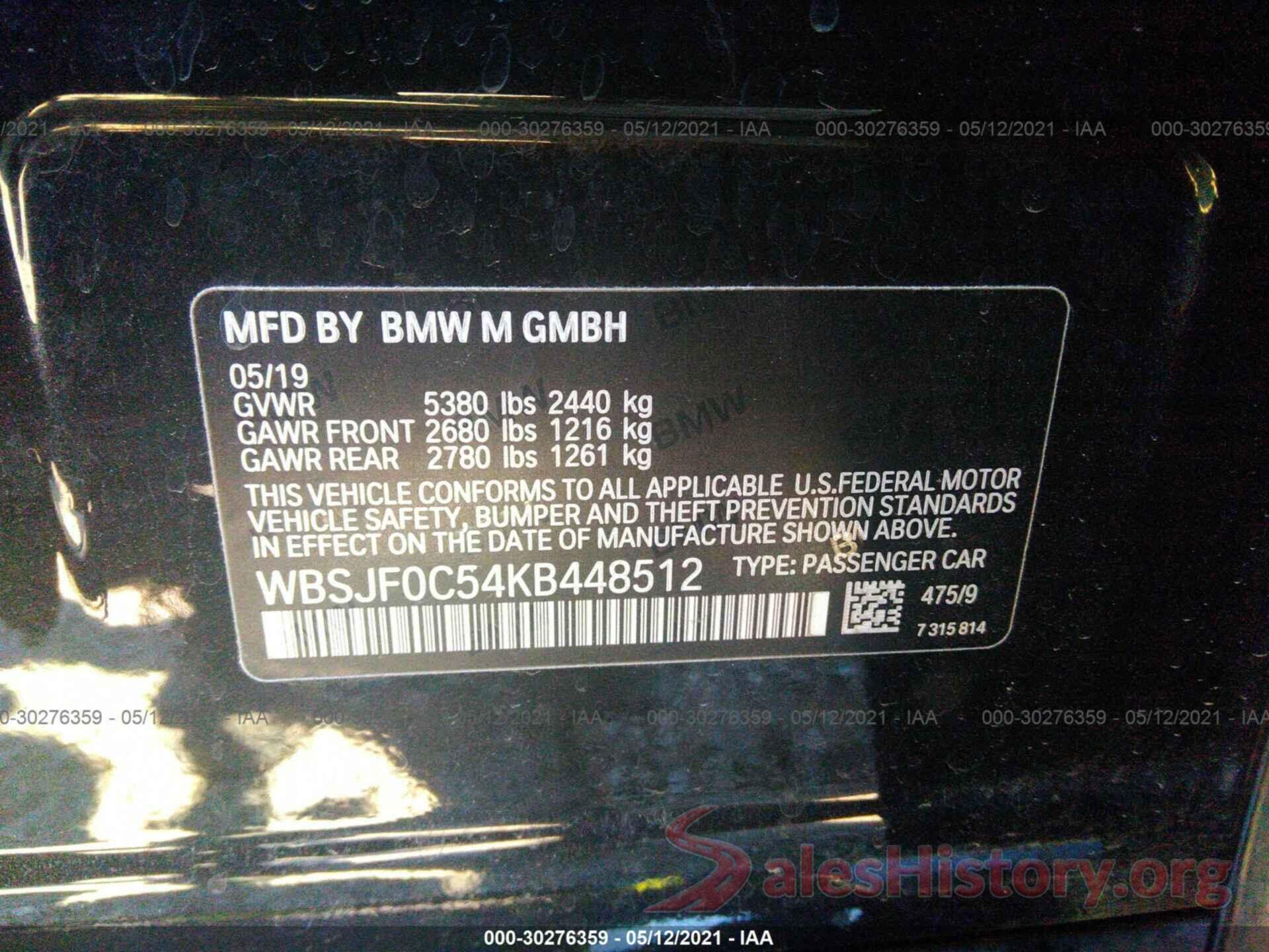 WBSJF0C54KB448512 2019 BMW M5