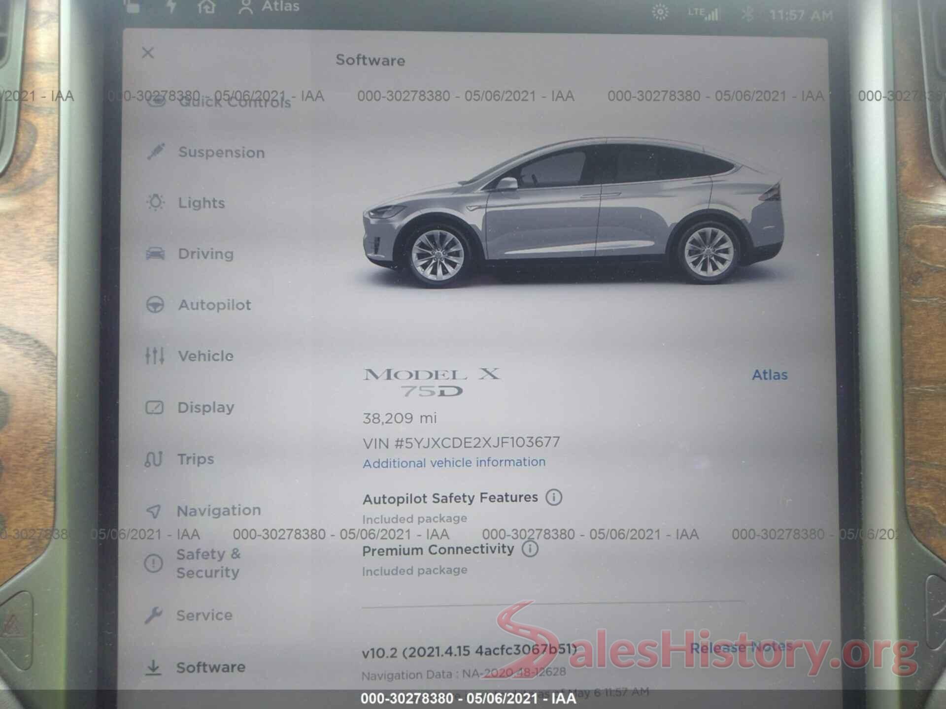 5YJXCDE2XJF103677 2018 TESLA MODEL X