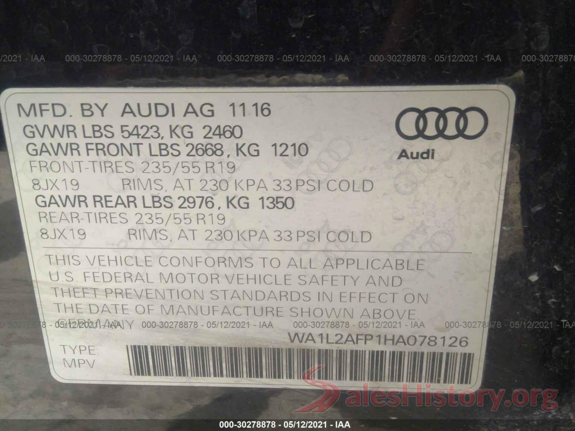 WA1L2AFP1HA078126 2017 AUDI Q5