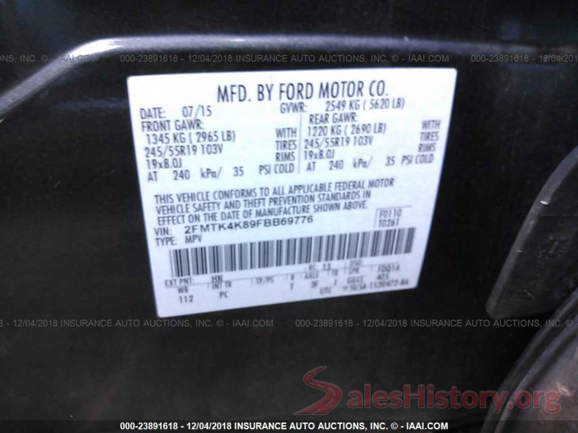 1FTEW1E59JKF66677 2015 FORD EDGE