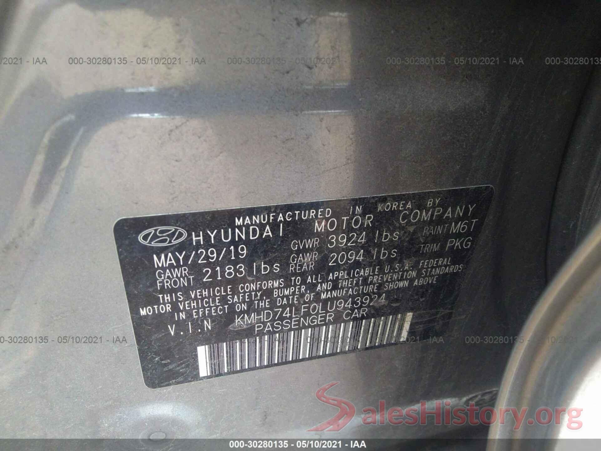 KMHD74LF0LU943924 2020 HYUNDAI ELANTRA