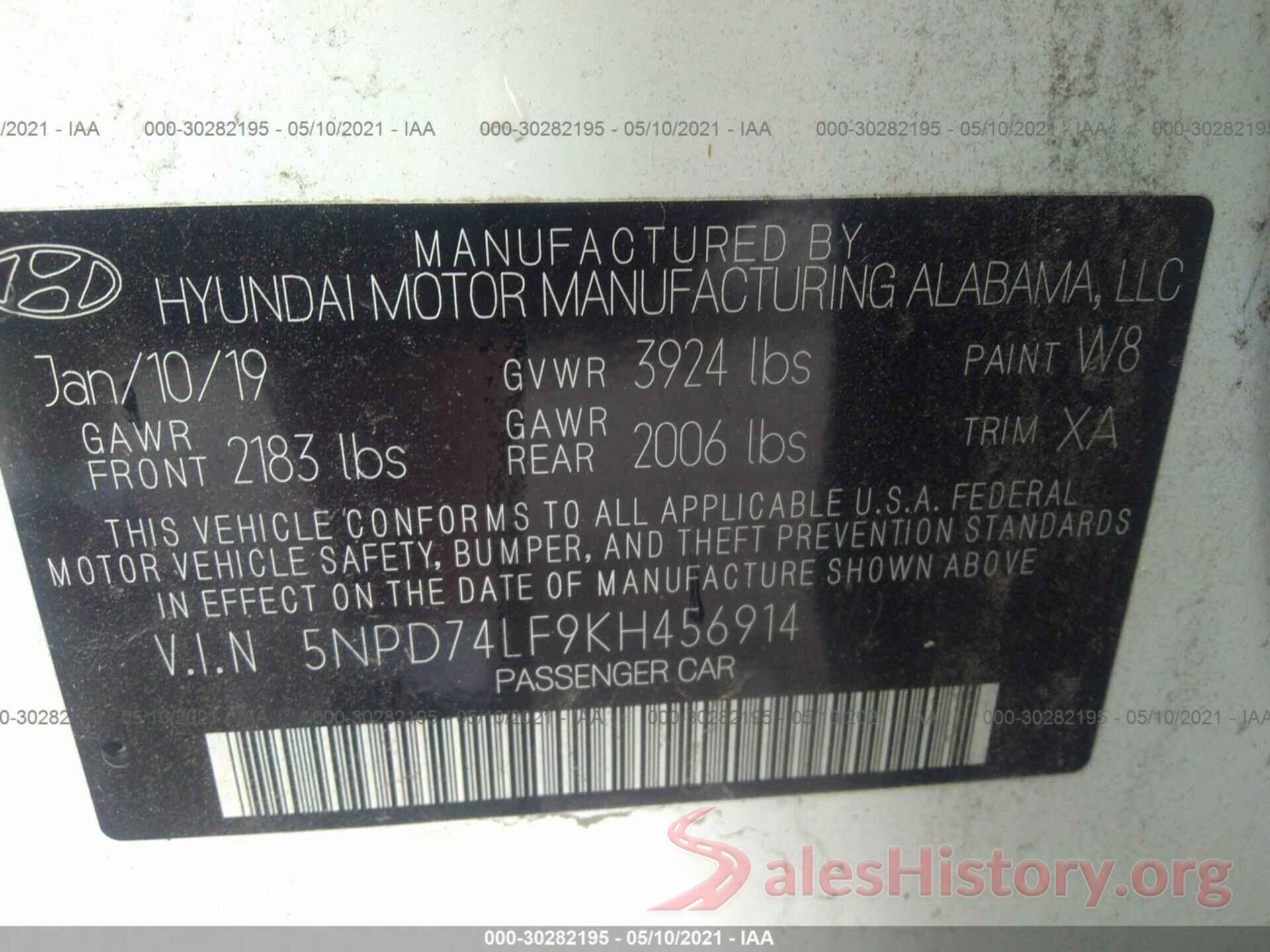 5NPD74LF9KH456914 2019 HYUNDAI ELANTRA