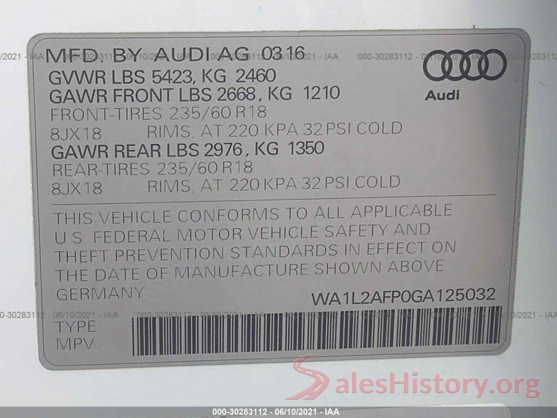 WA1L2AFP0GA125032 2016 AUDI Q5