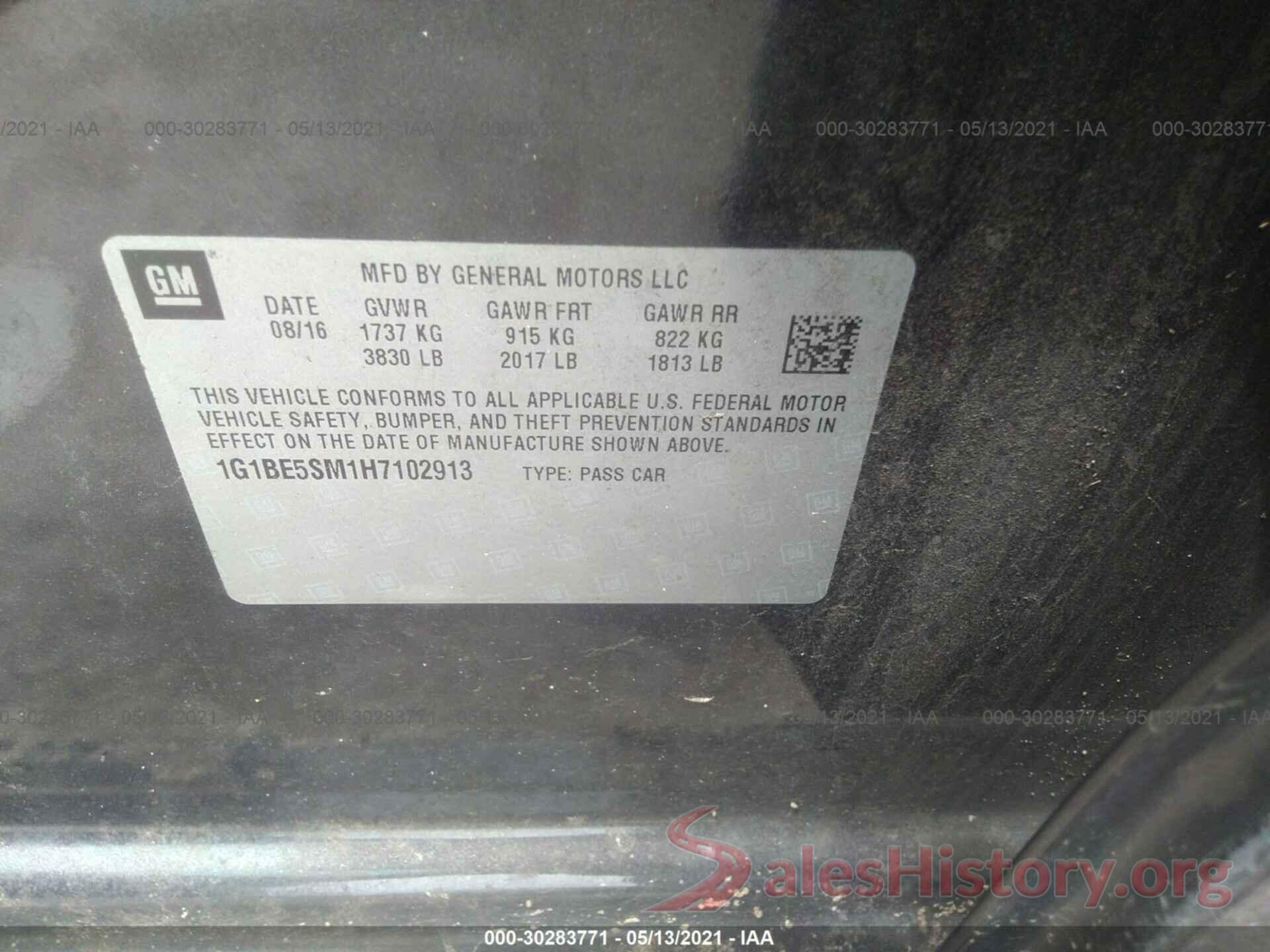 1G1BE5SM1H7102913 2017 CHEVROLET CRUZE