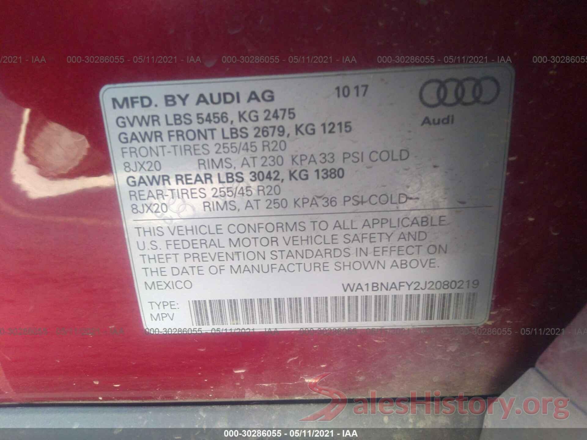 WA1BNAFY2J2080219 2018 AUDI Q5