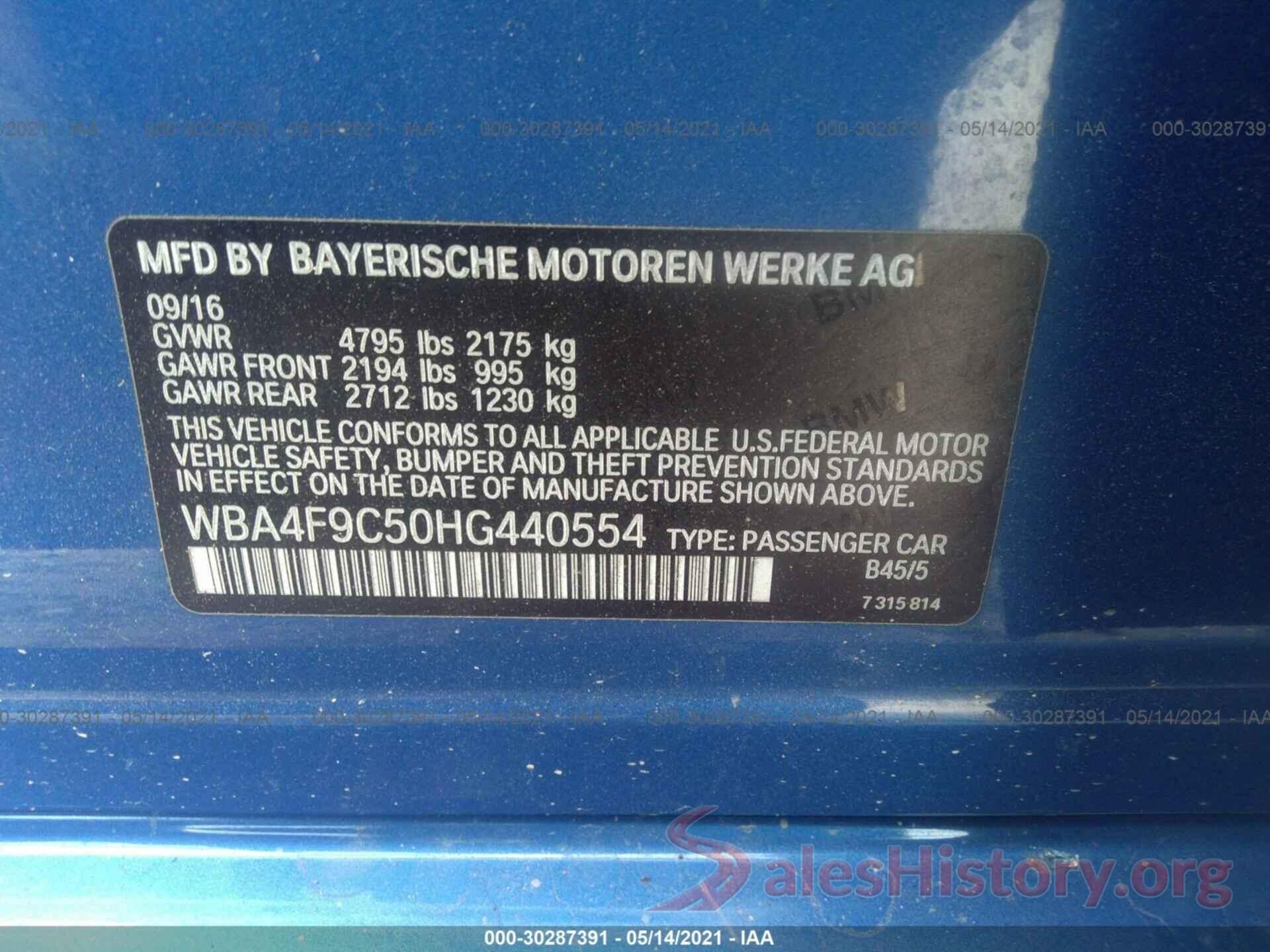 WBA4F9C50HG440554 2017 BMW 4 SERIES