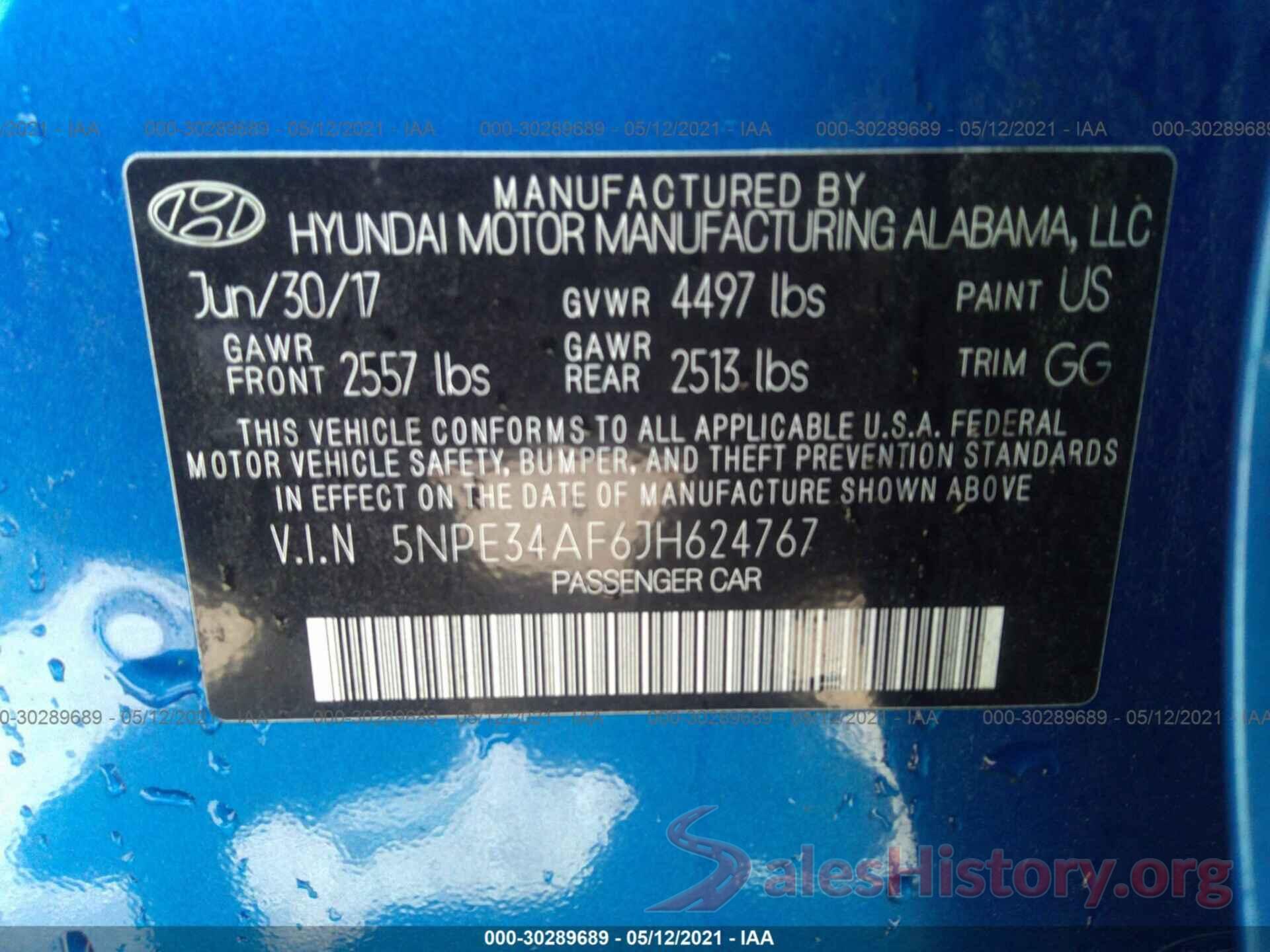 5NPE34AF6JH624767 2018 HYUNDAI SONATA