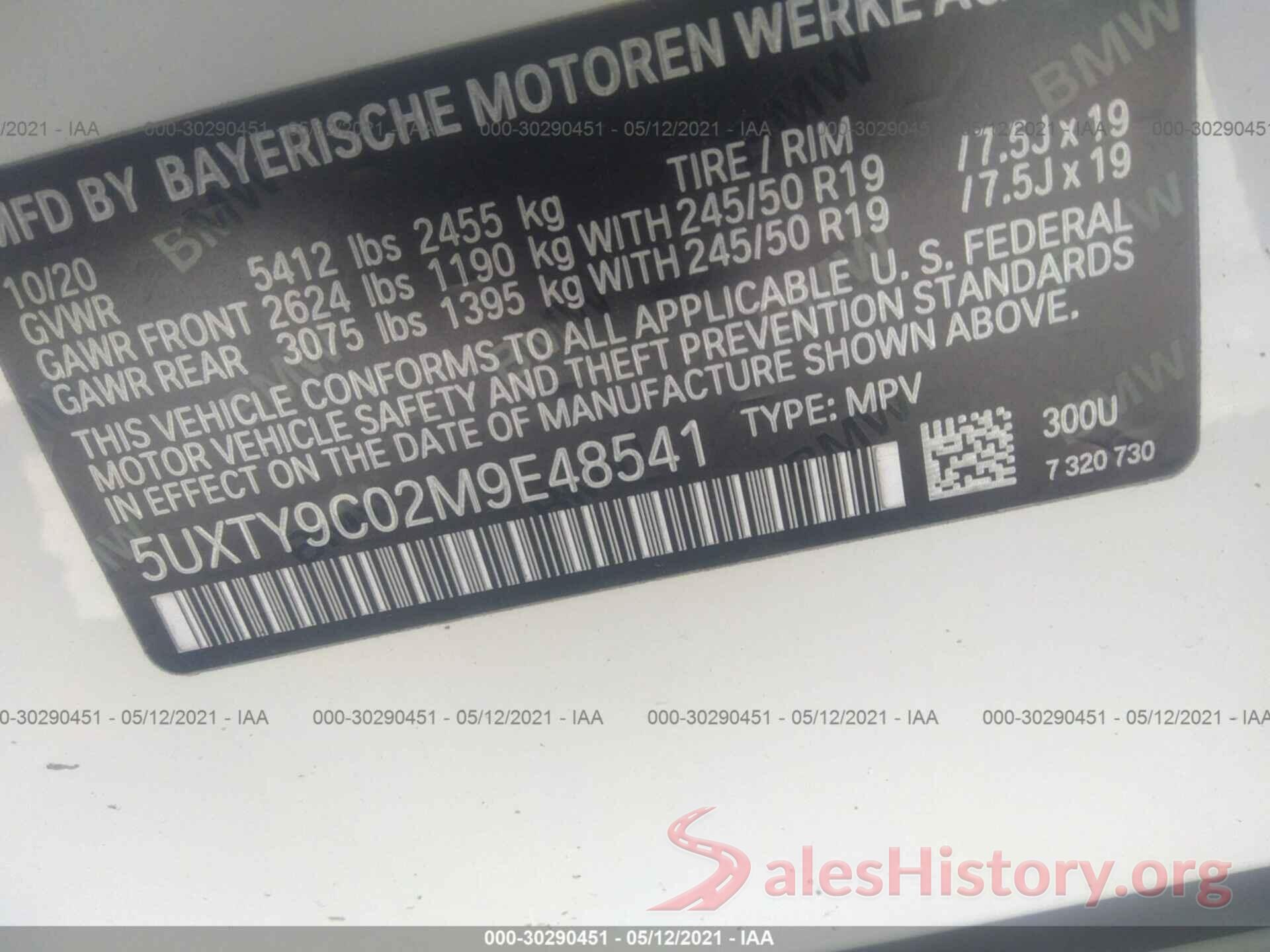 5UXTY9C02M9E48541 2021 BMW X3