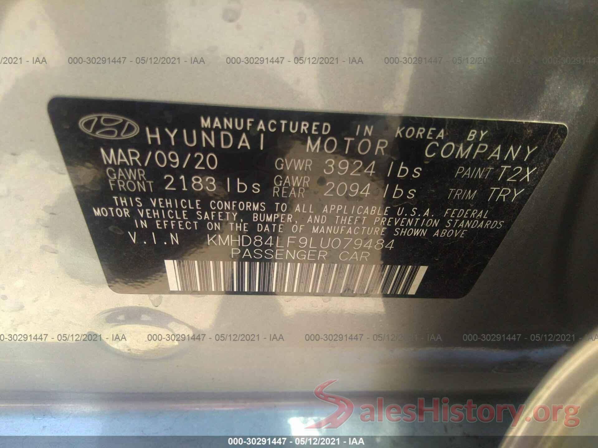 KMHD84LF9LU079484 2020 HYUNDAI ELANTRA