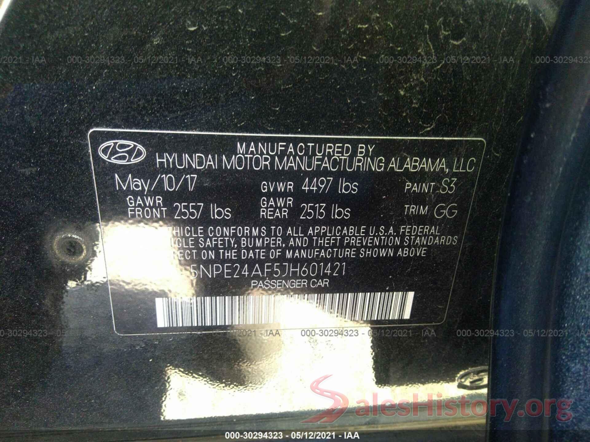 5NPE24AF5JH601421 2018 HYUNDAI SONATA