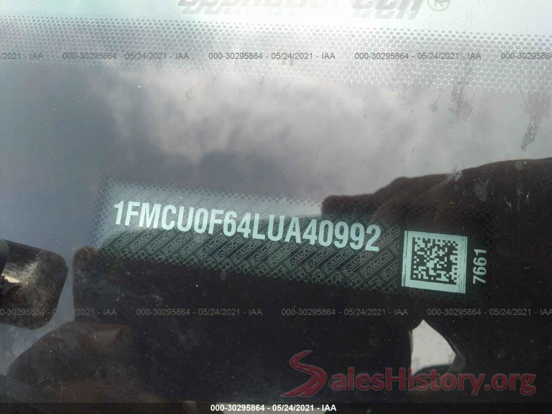 1FMCU0F64LUA40992 2020 FORD ESCAPE