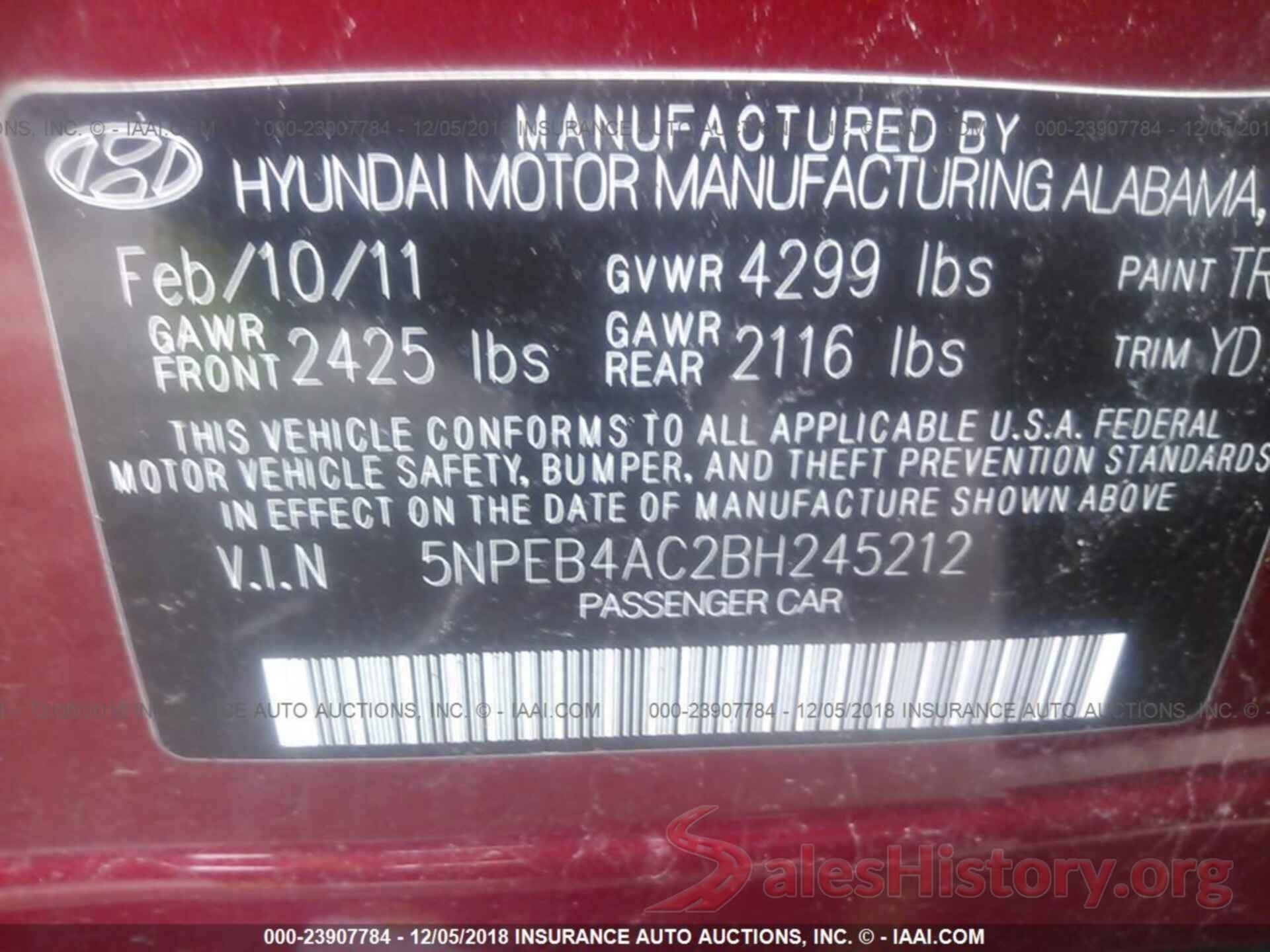 3N1AB7AP0JY319251 2011 HYUNDAI SONATA