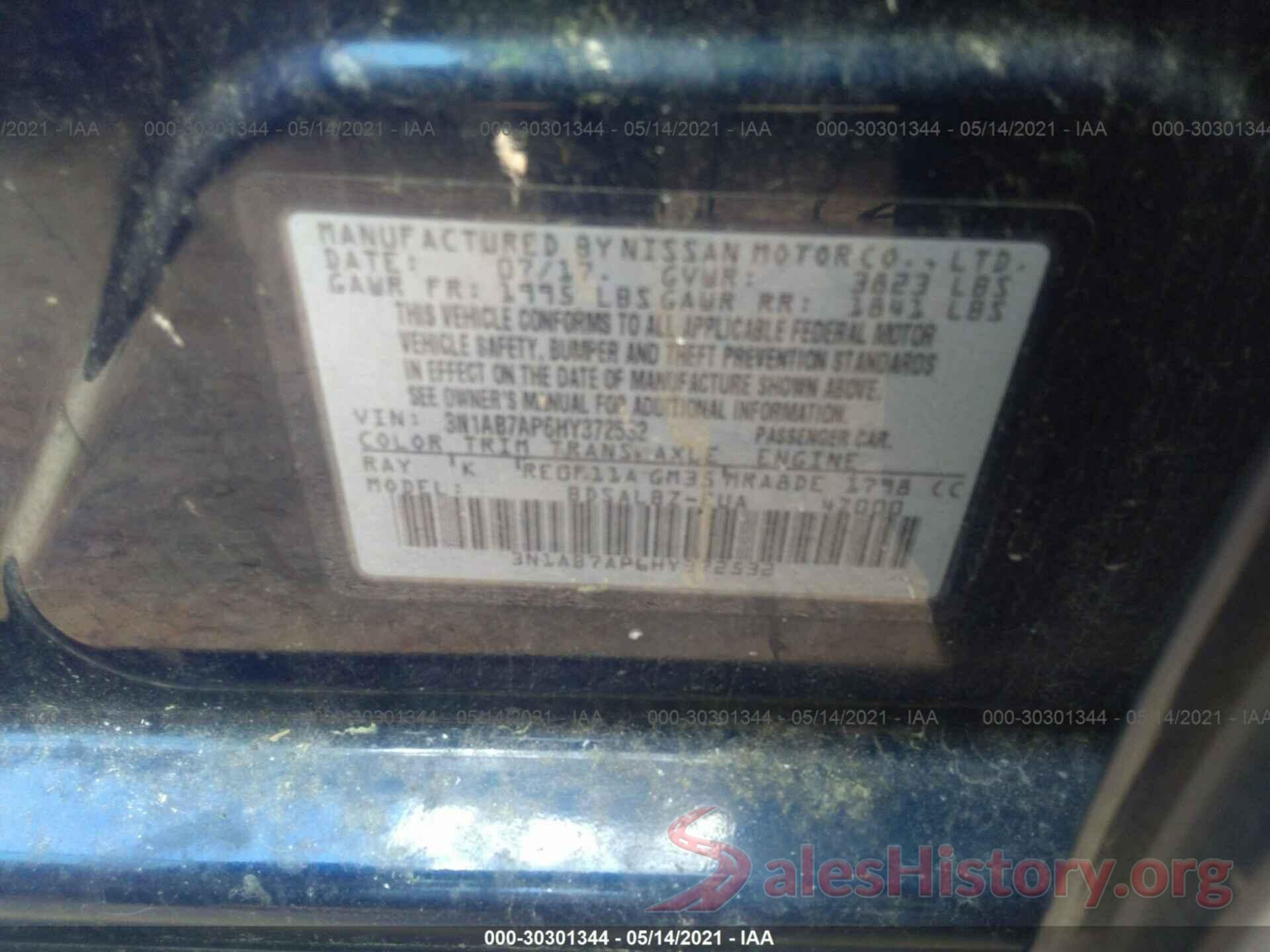 3N1AB7AP6HY372532 2017 NISSAN SENTRA