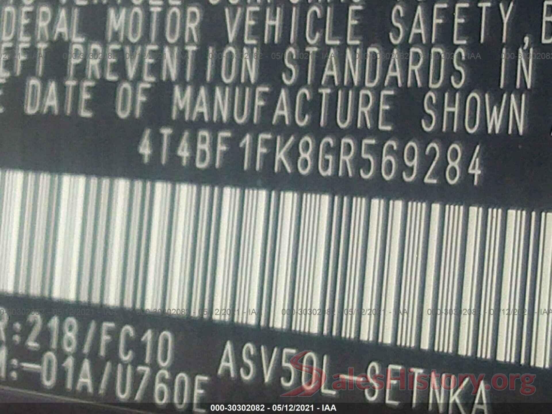 4T4BF1FK8GR569284 2016 TOYOTA CAMRY